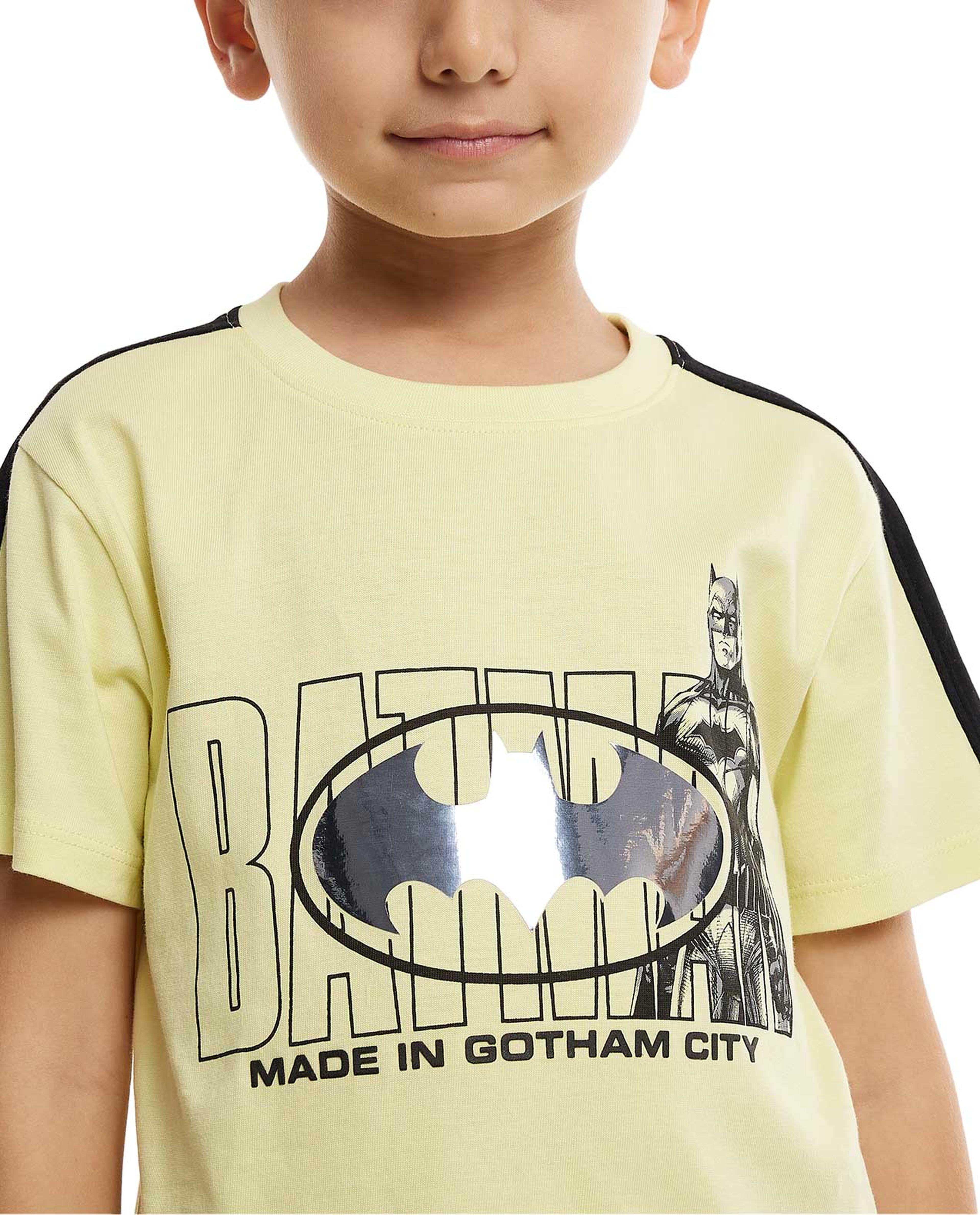 Batman Printed T-Shirt with Crew Neck and Short Sleeves