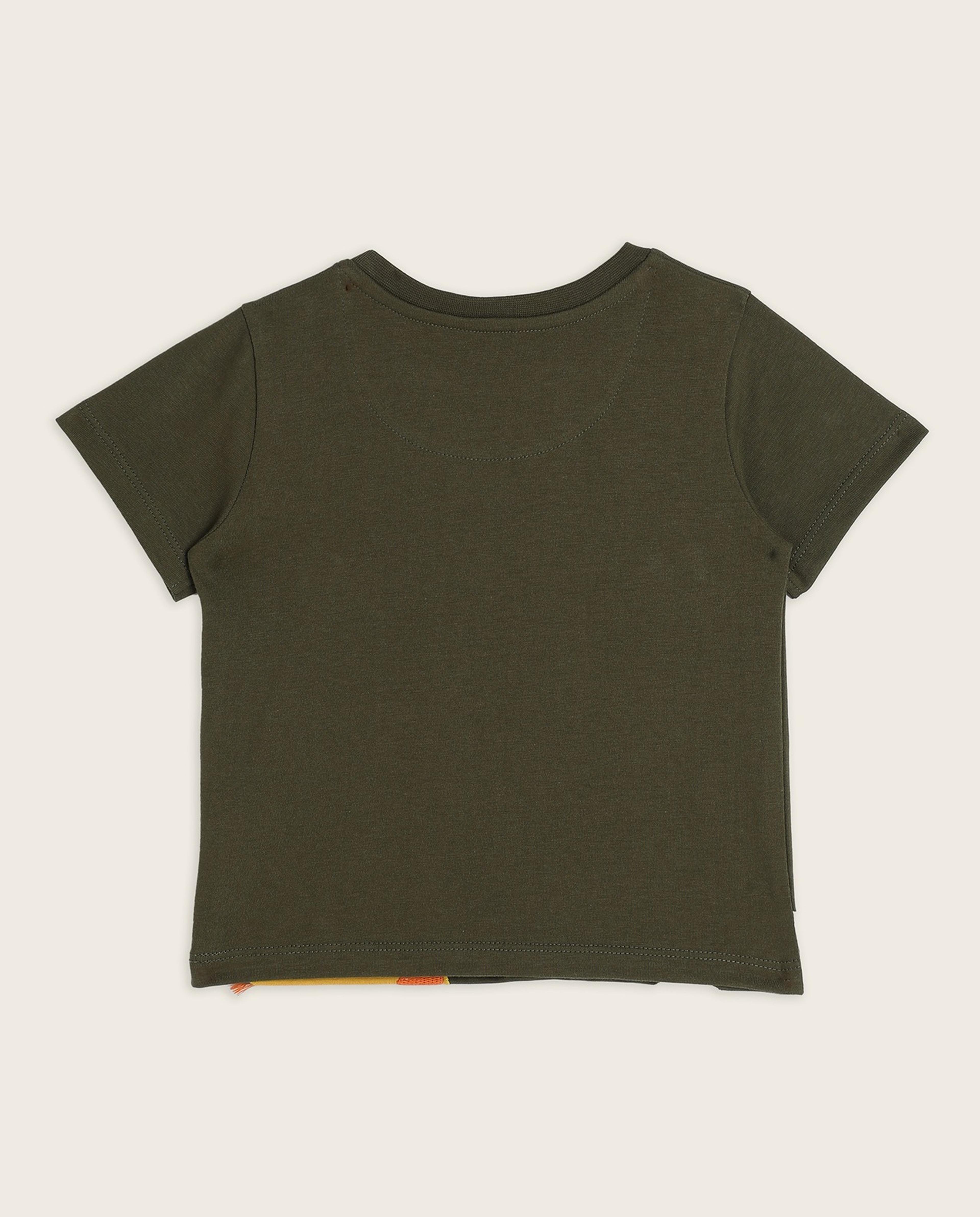 Embroidered T-Shirt with Crew Neck and Short Sleeves