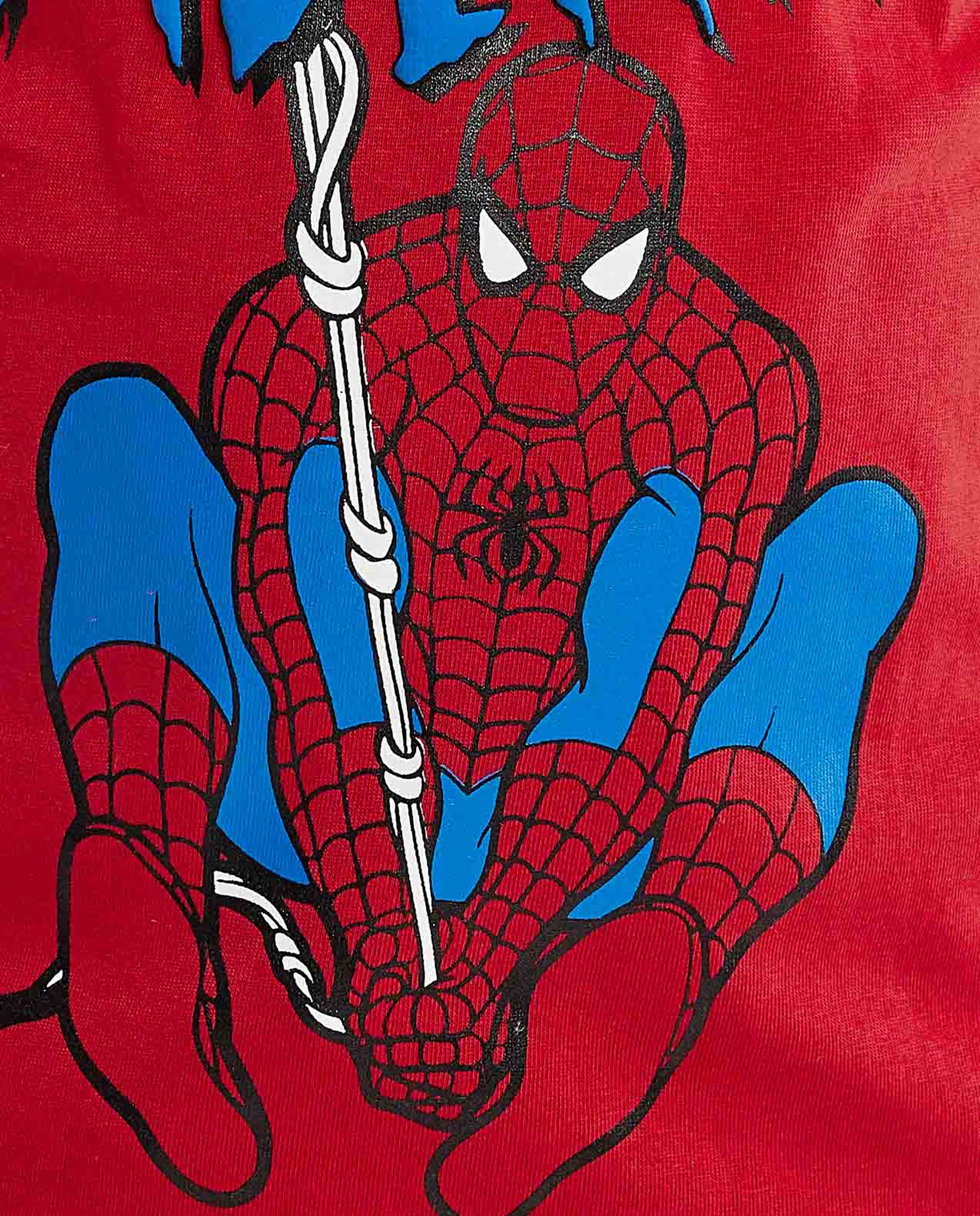 Spiderman Printed T-Shirt with Crew Neck and Short Sleeves