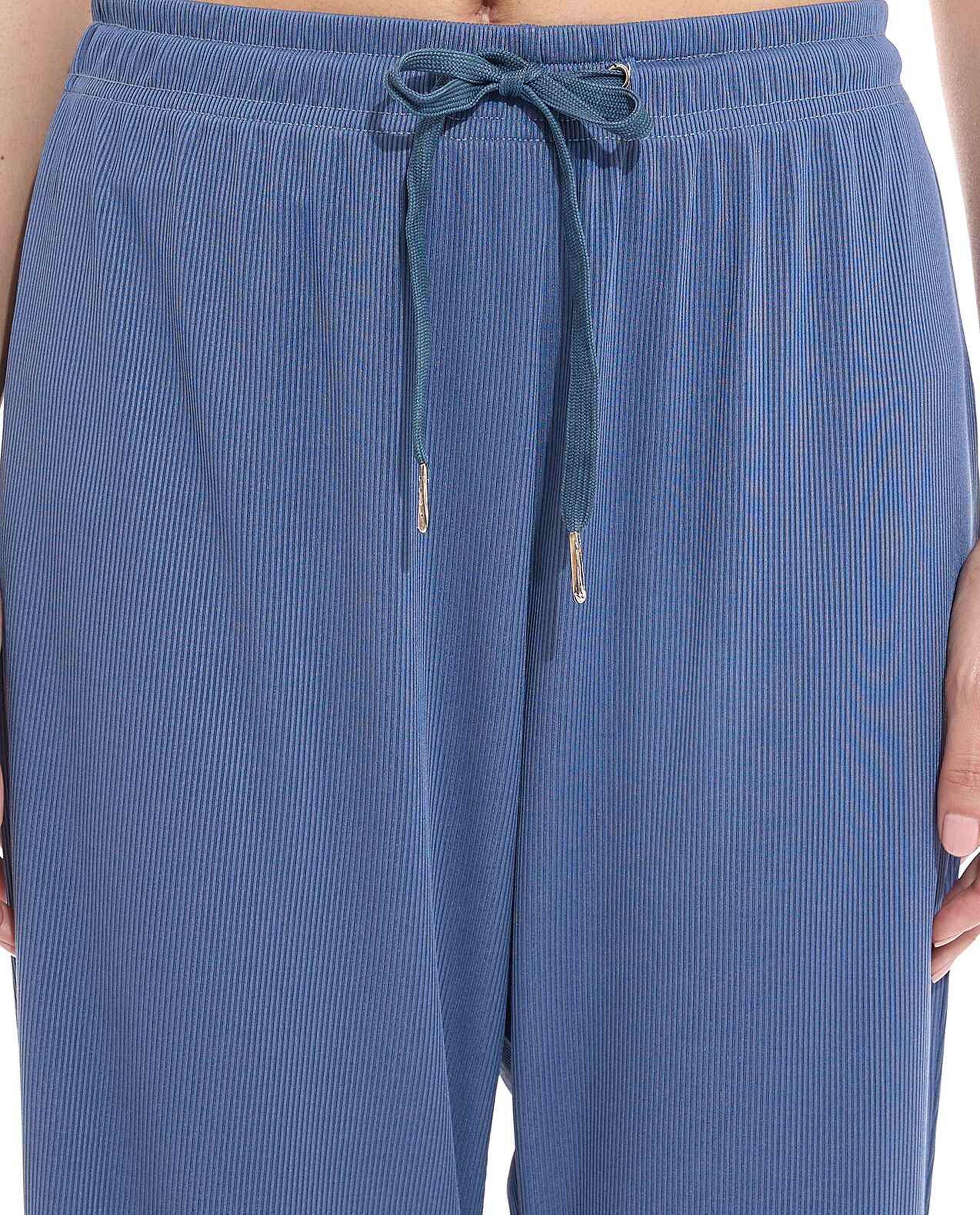 Ribbed Pajama Pants with Drawstring Waist