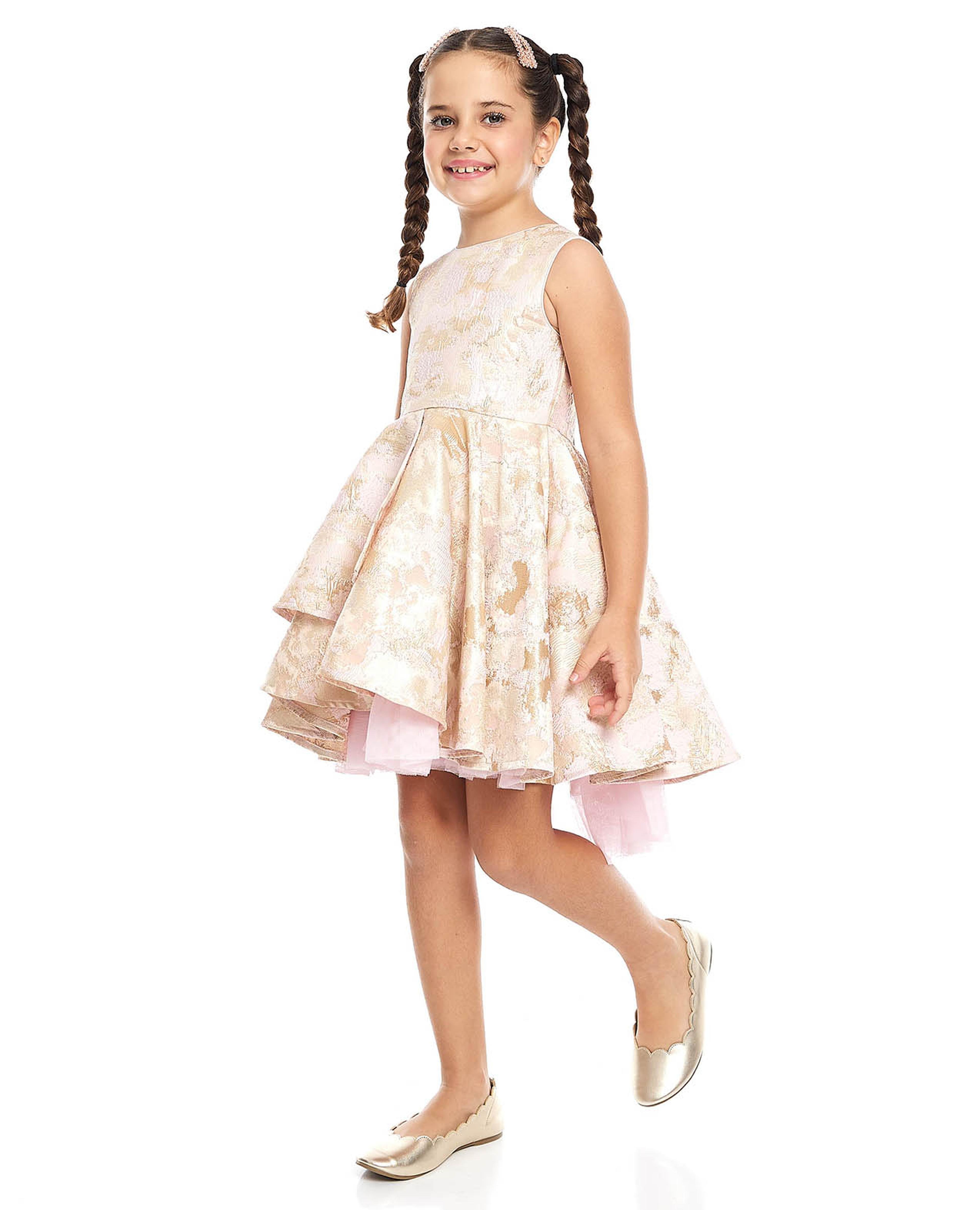 Buy Kids Girls Pink Chanderi Silk Puff Sleeve Dress Online at Best Price |  Cbazaar