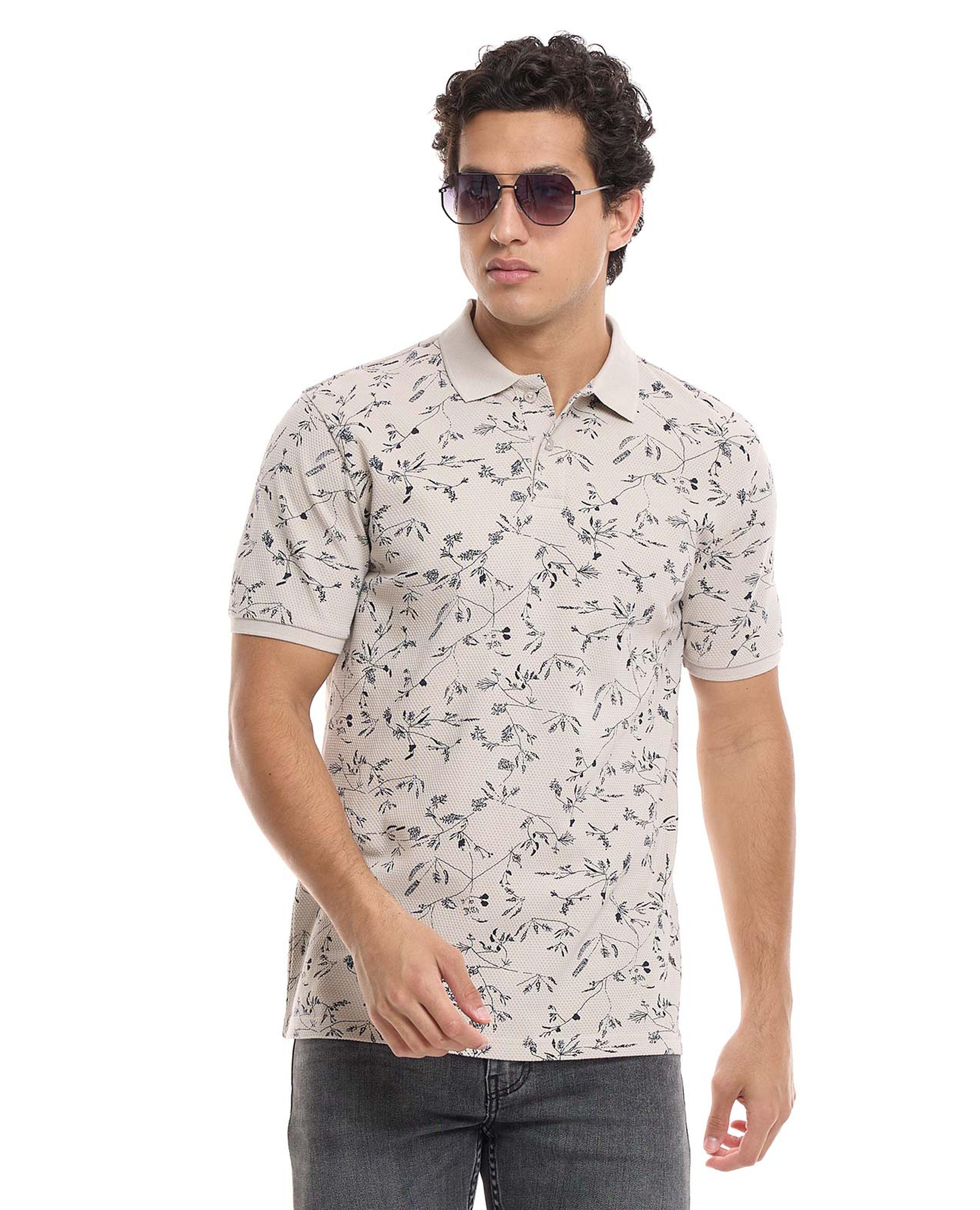 All Over Print Polo T-Shirt with Short Sleeves