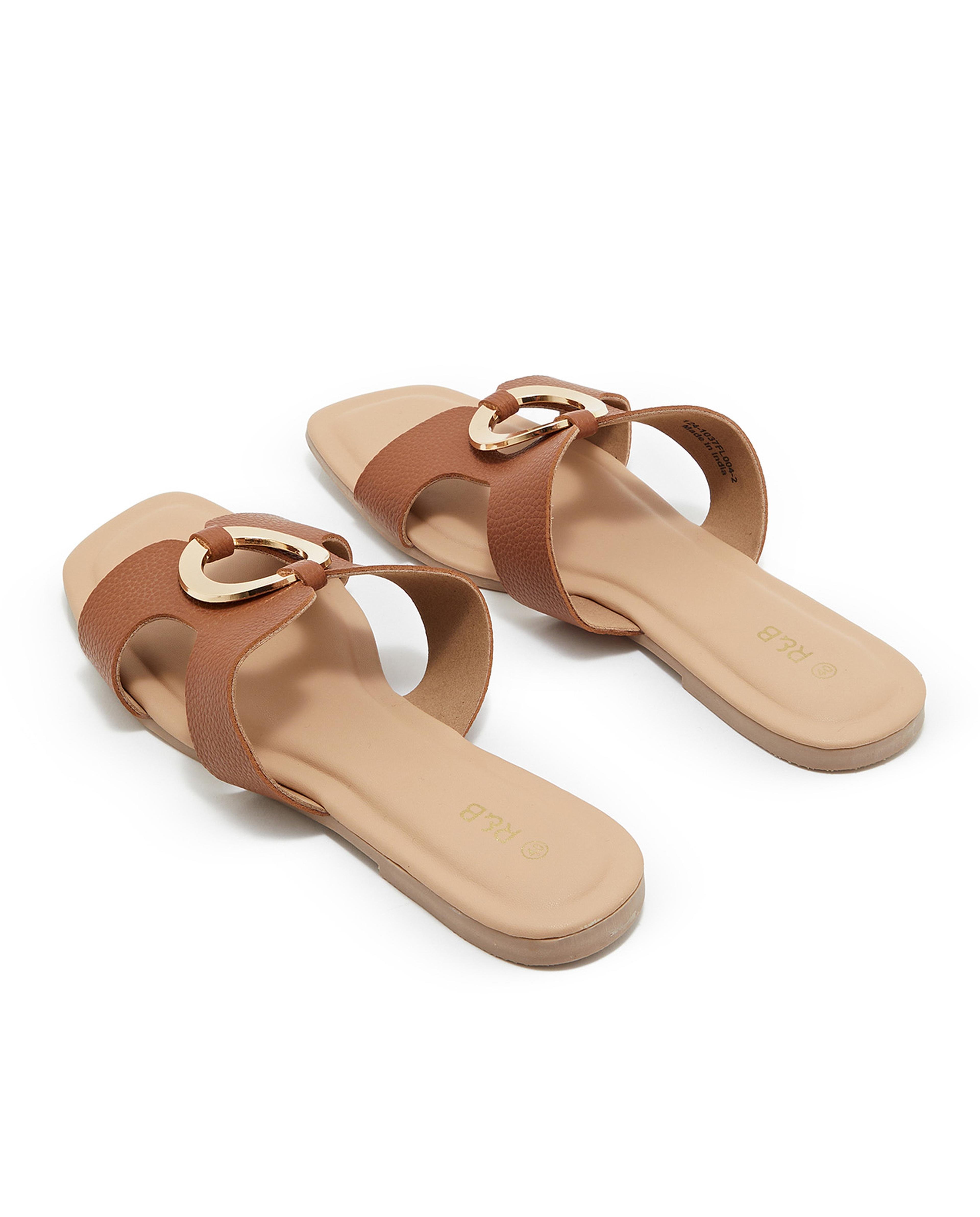 Ring Detail Flat Sandals