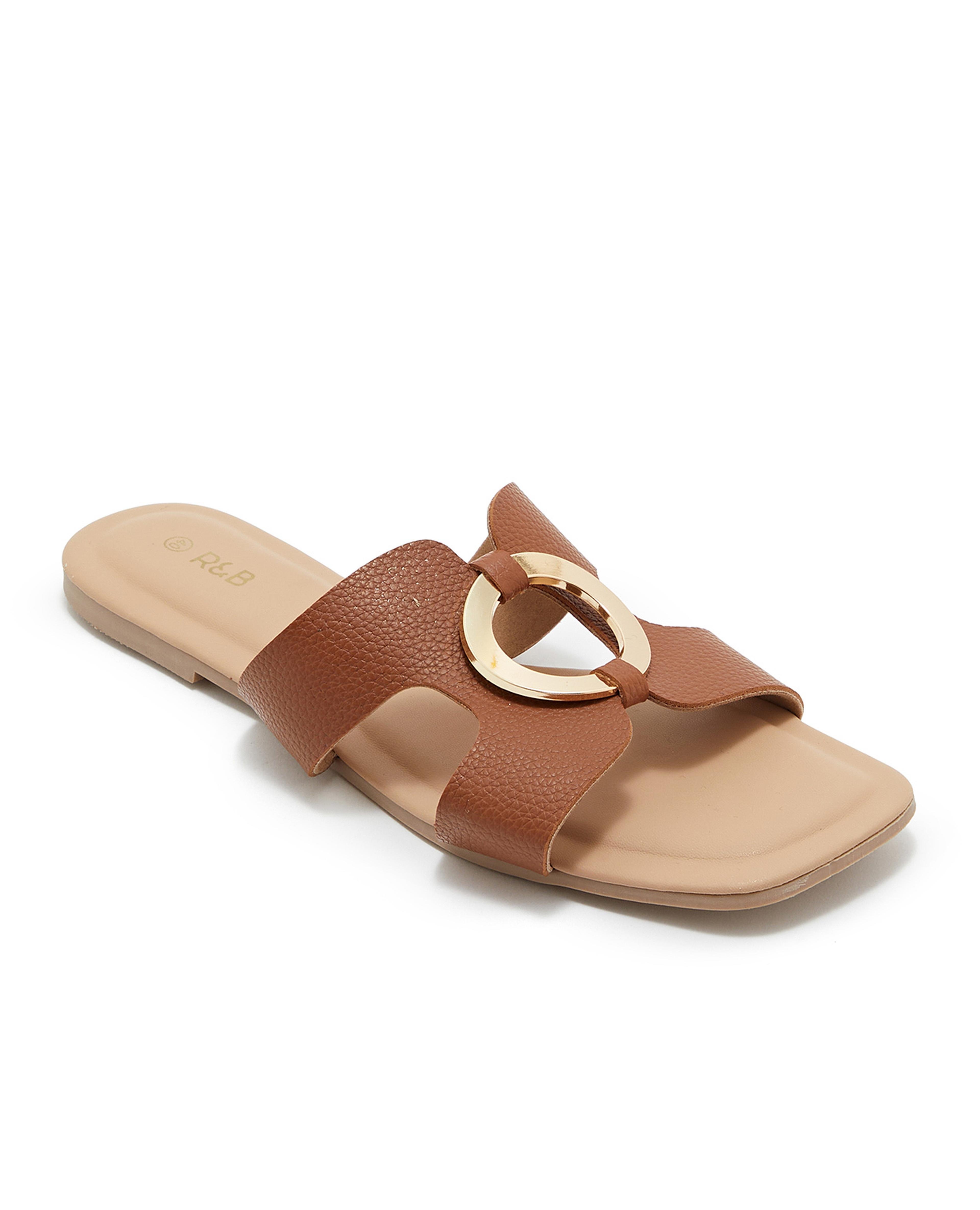 Ring Detail Flat Sandals