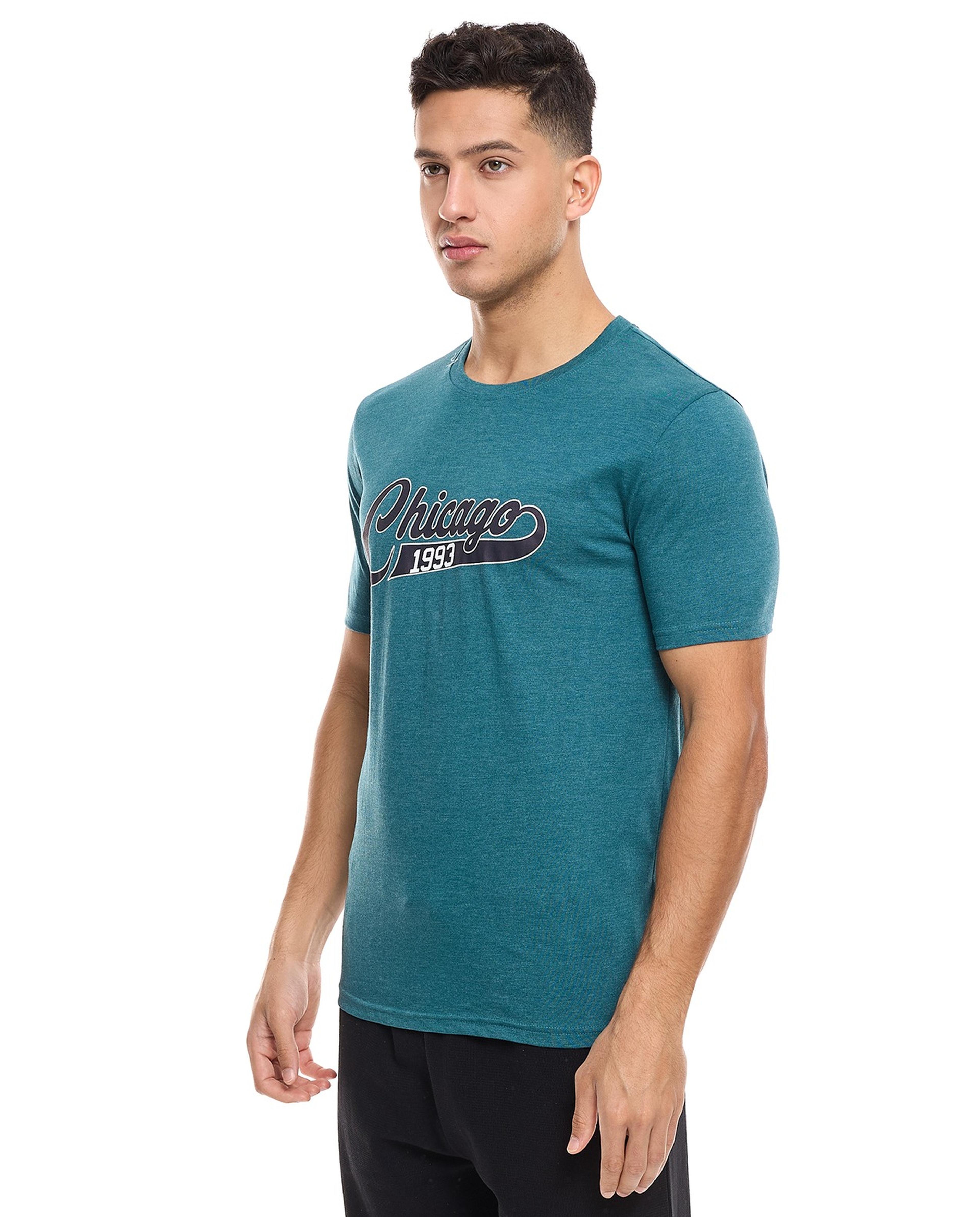Varsity Print T-Shirt with Crew Neck and Short Sleeves
