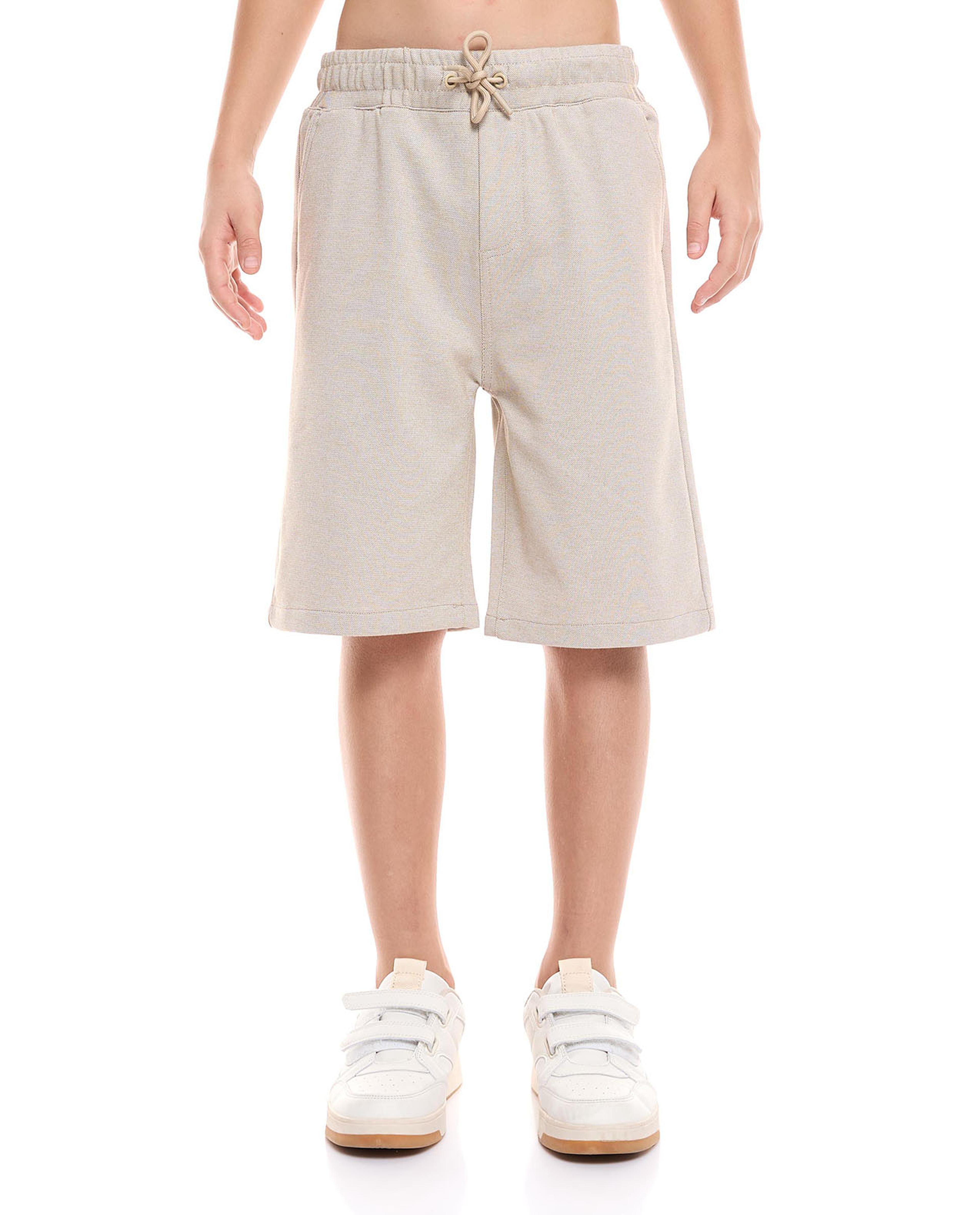 Solid Knit Shorts with Drawstring Waist