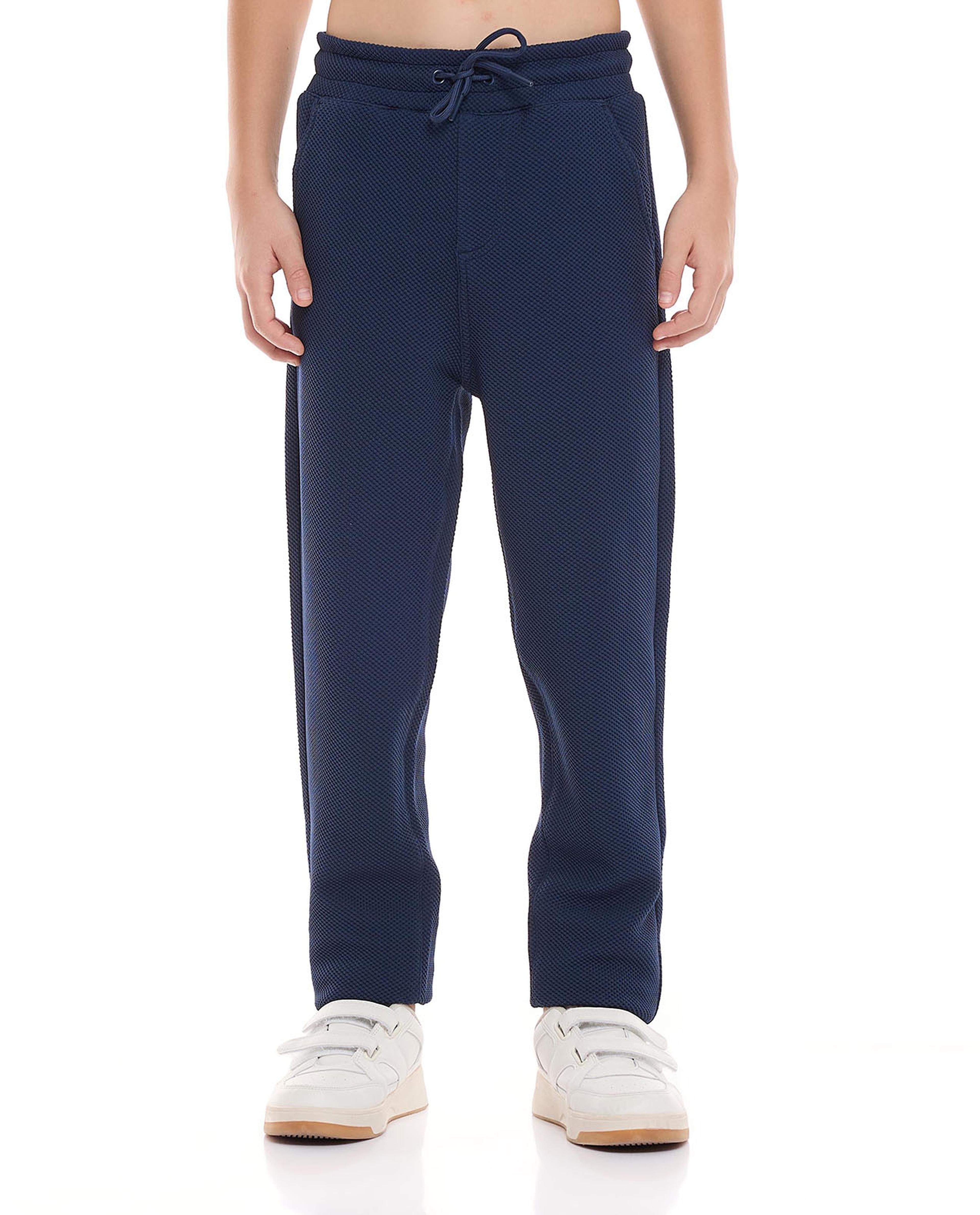 Textured Trousers with Drawstring Waist