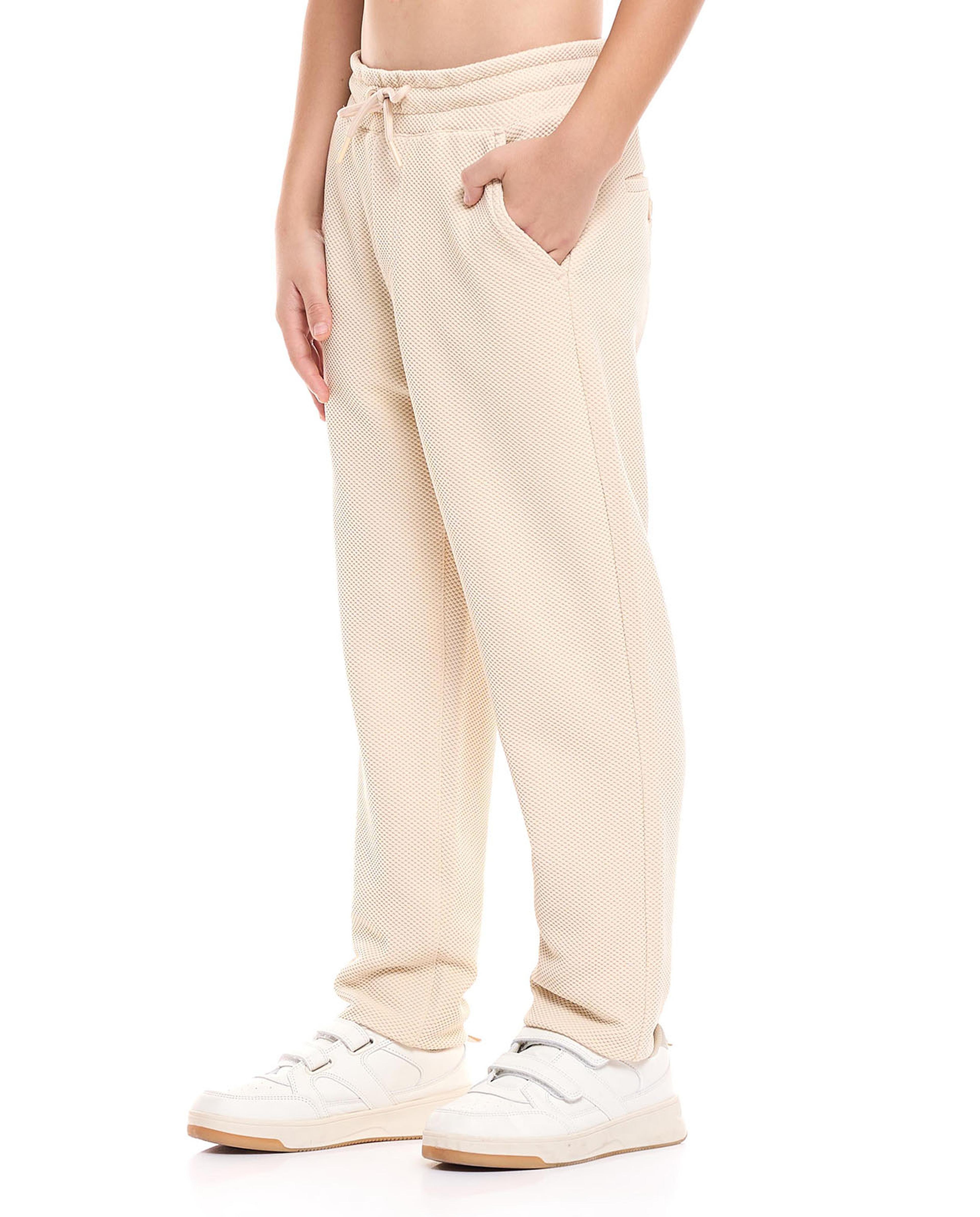Textured Trousers with Drawstring Waist