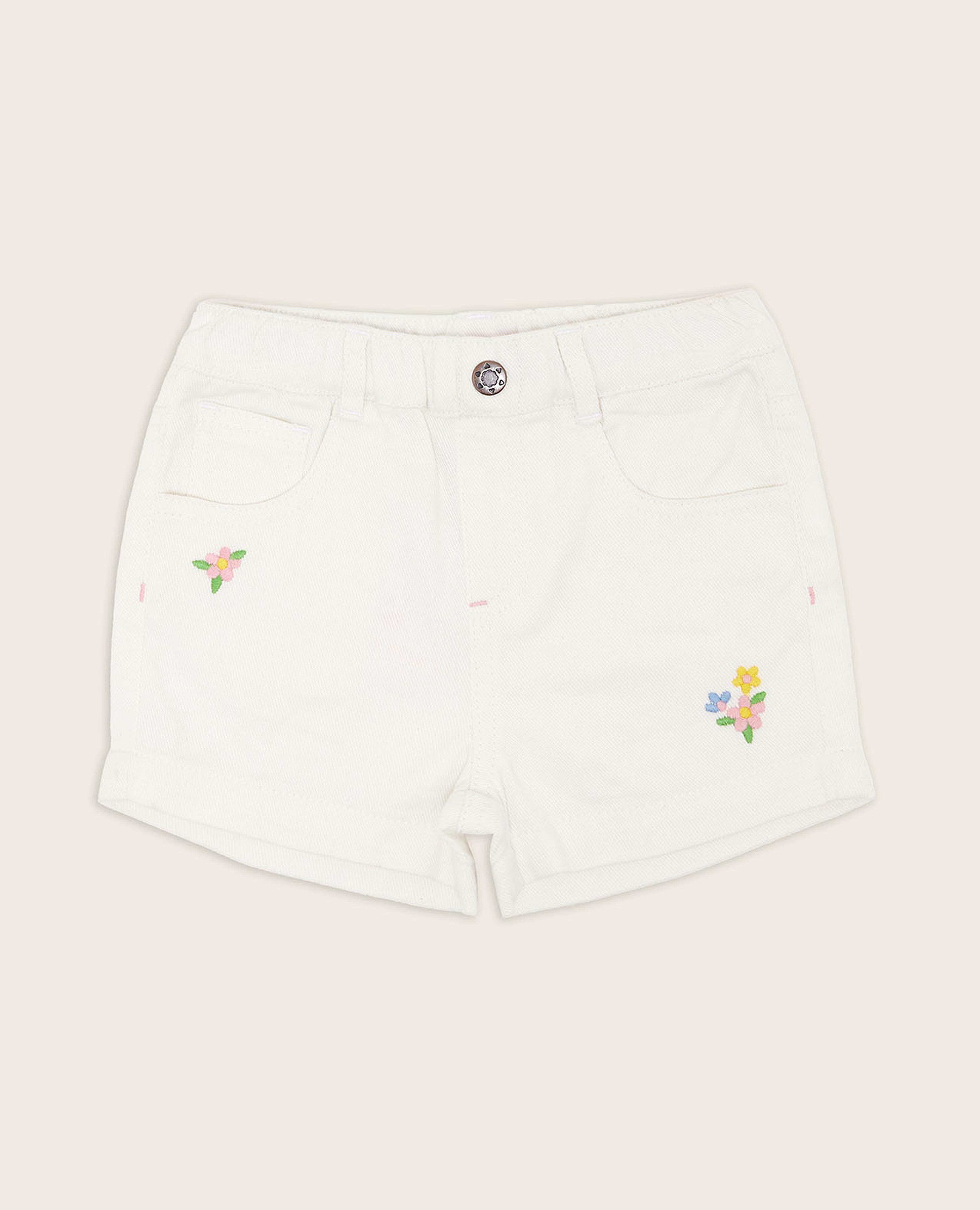Embroidered Shorts with Elastic Waist