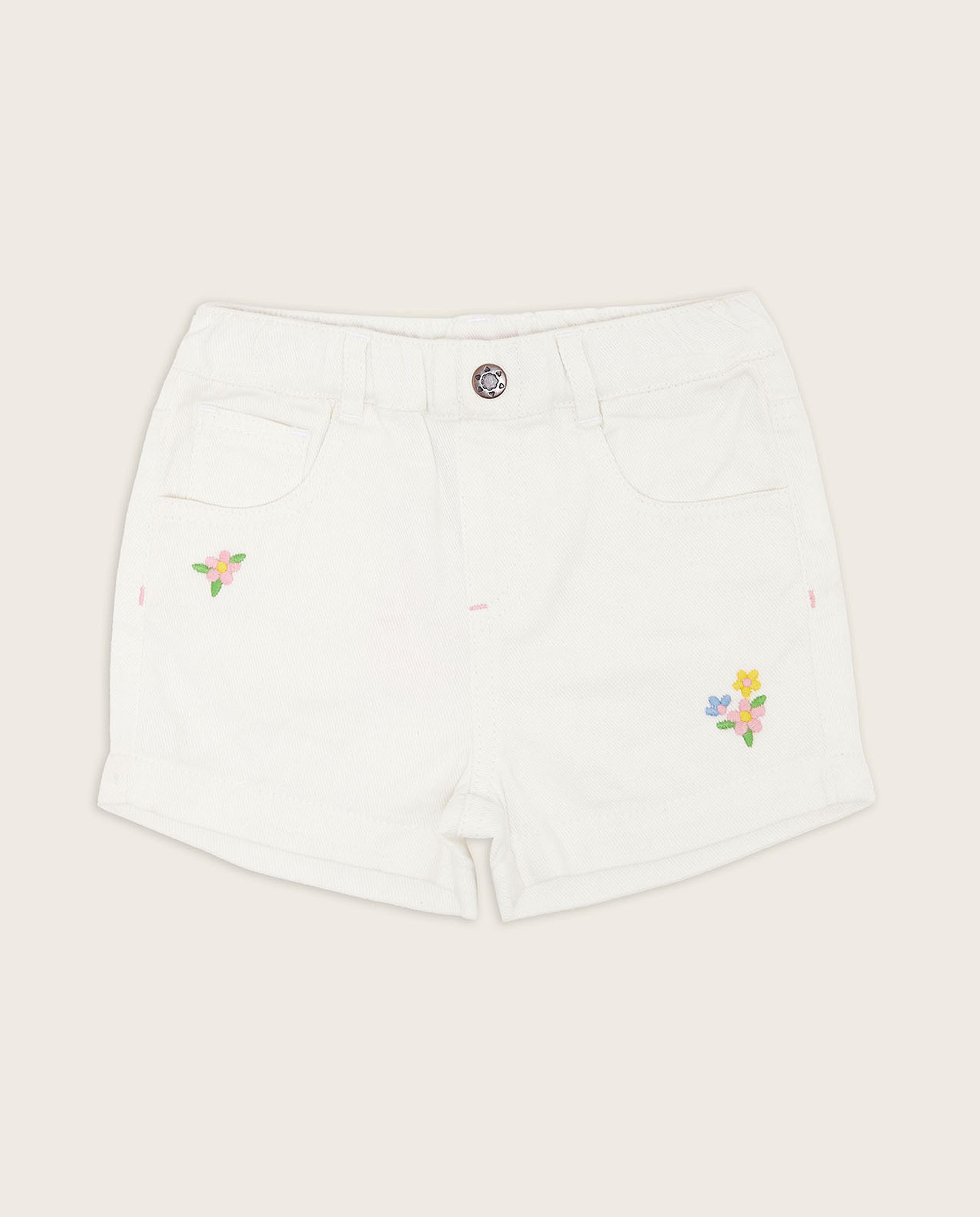 Embroidered Shorts with Elastic Waist