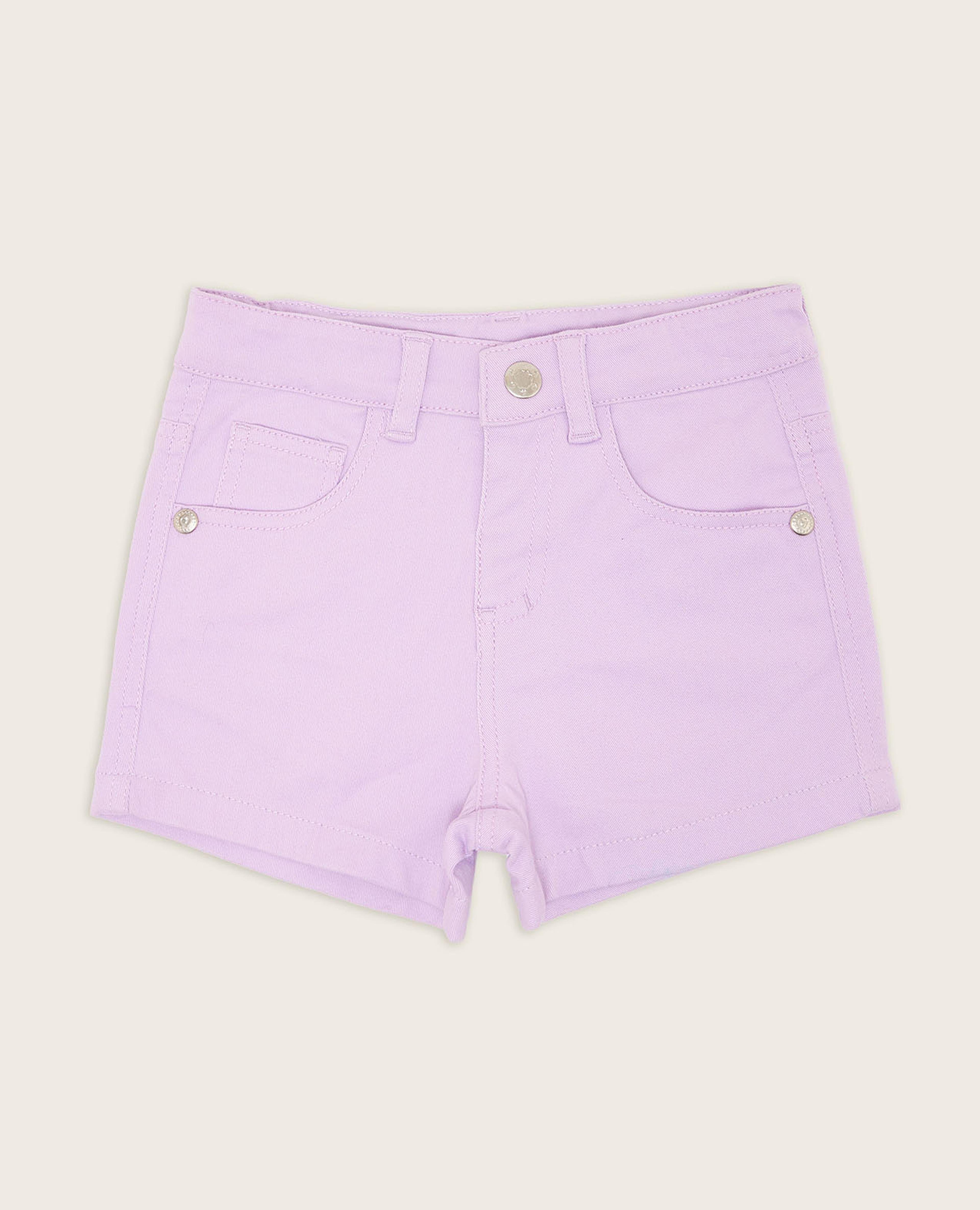 Solid Denim Shorts with Button Closure