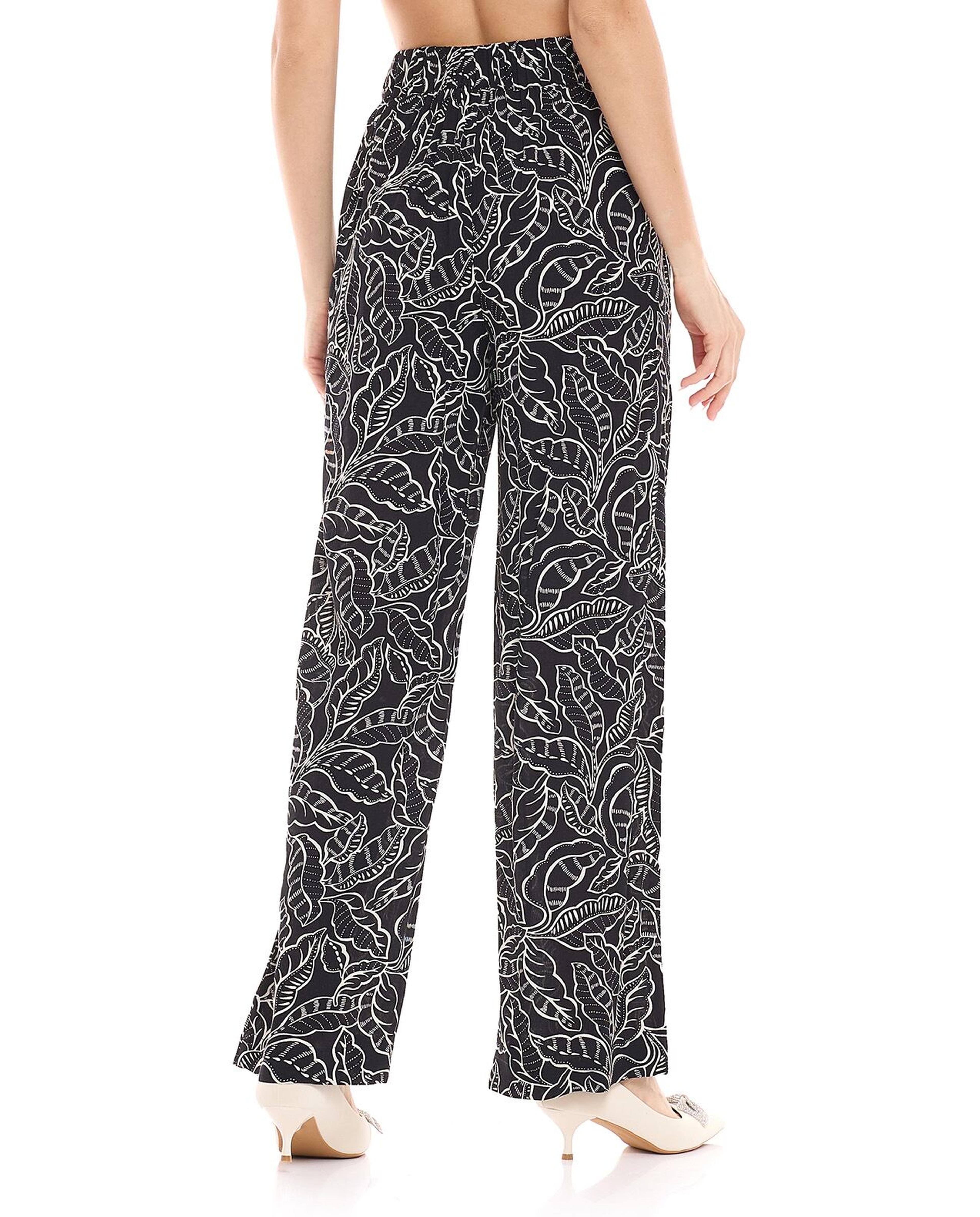 Patterned Trousers with Elastic Waist