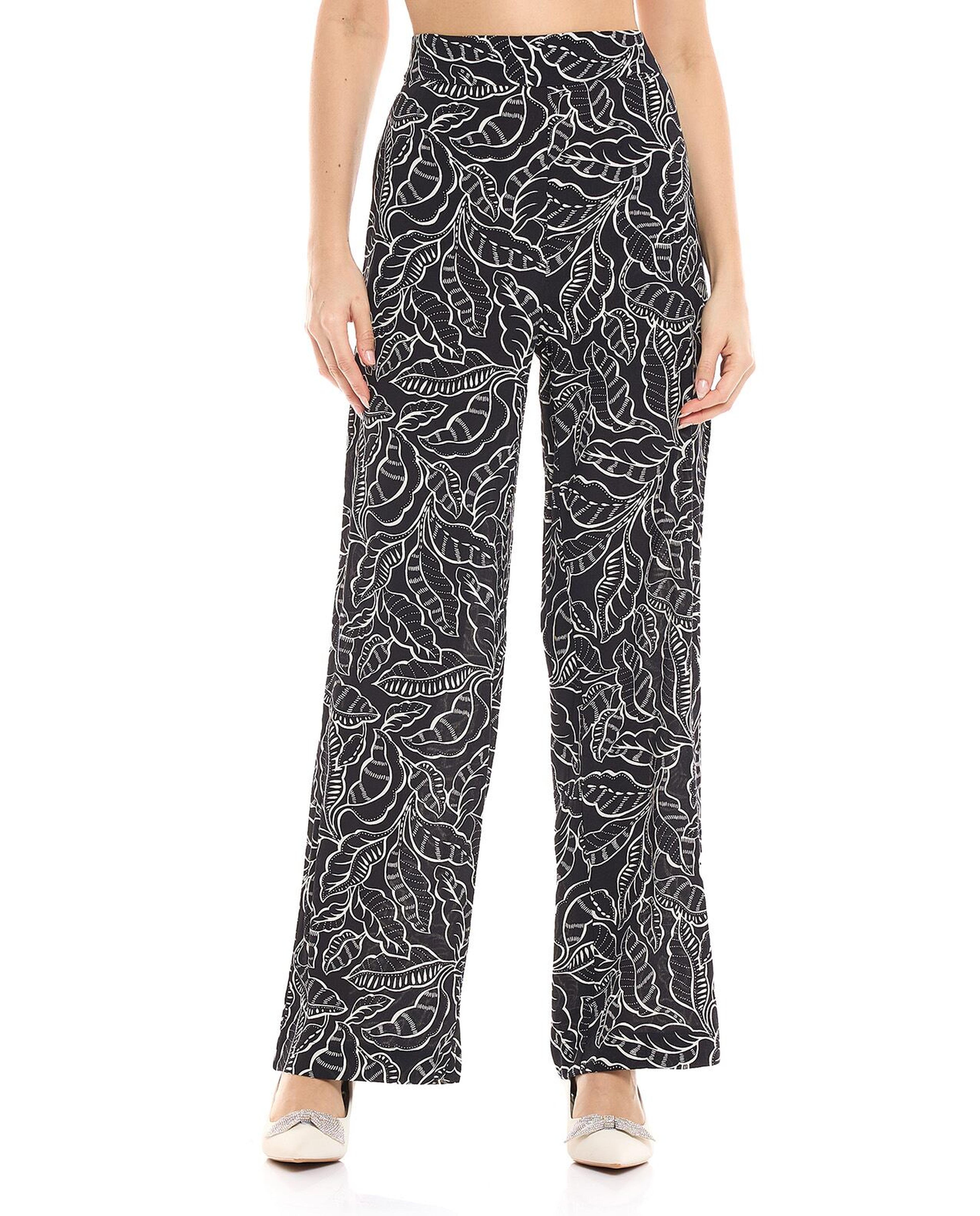 Patterned Trousers with Elastic Waist