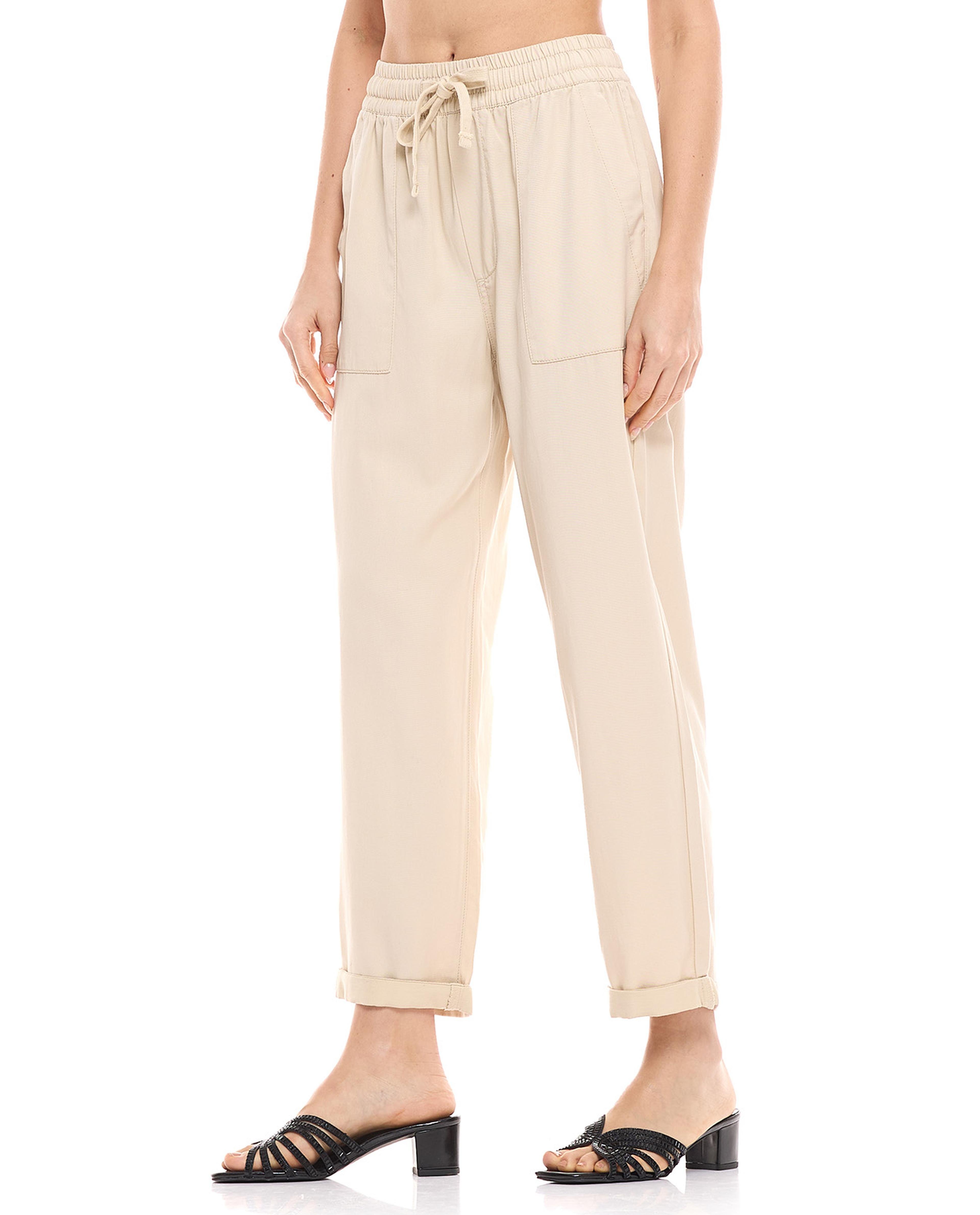 Solid Trousers with Drawstring Waist