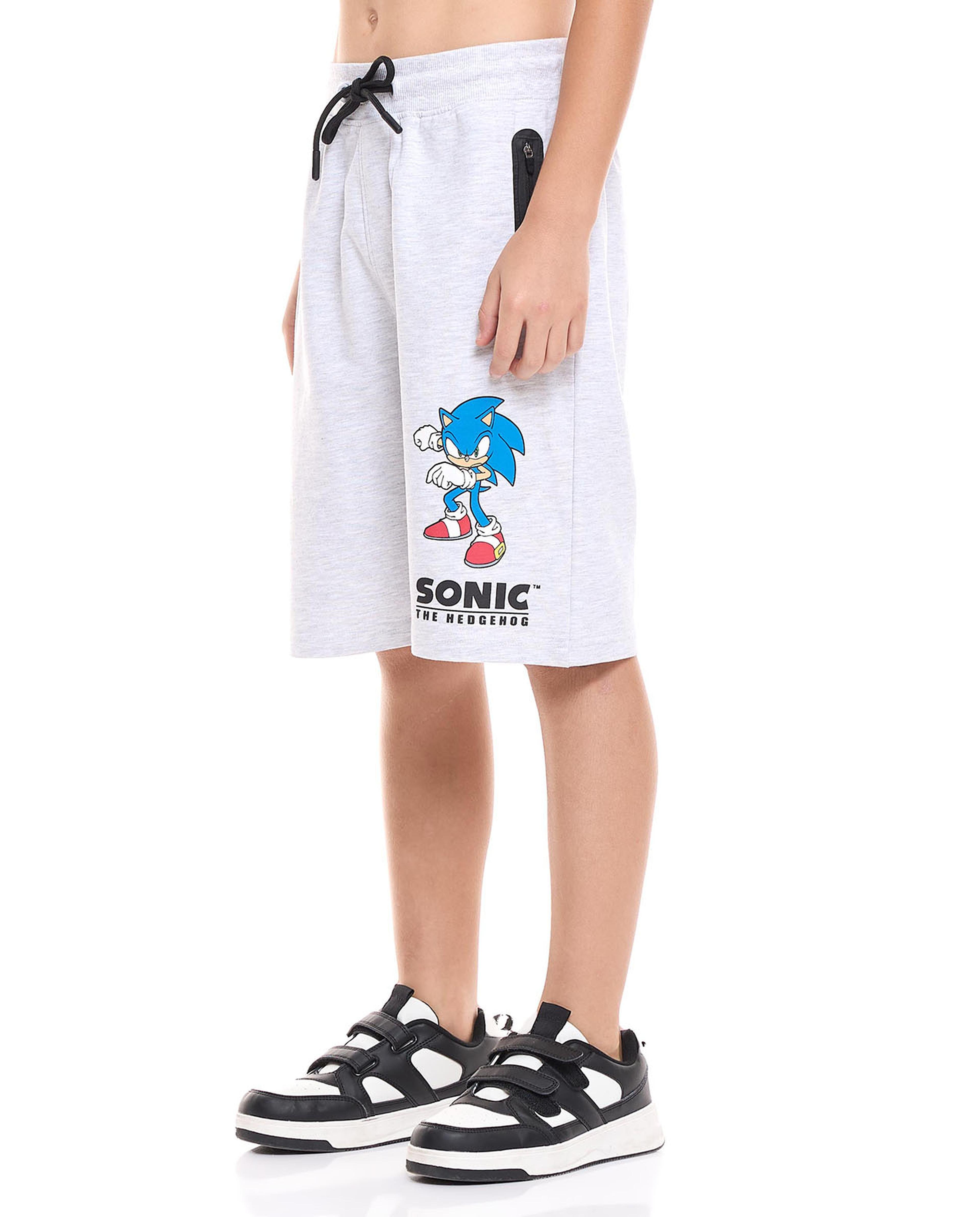 Sonic Print Shorts with Drawstring Waist
