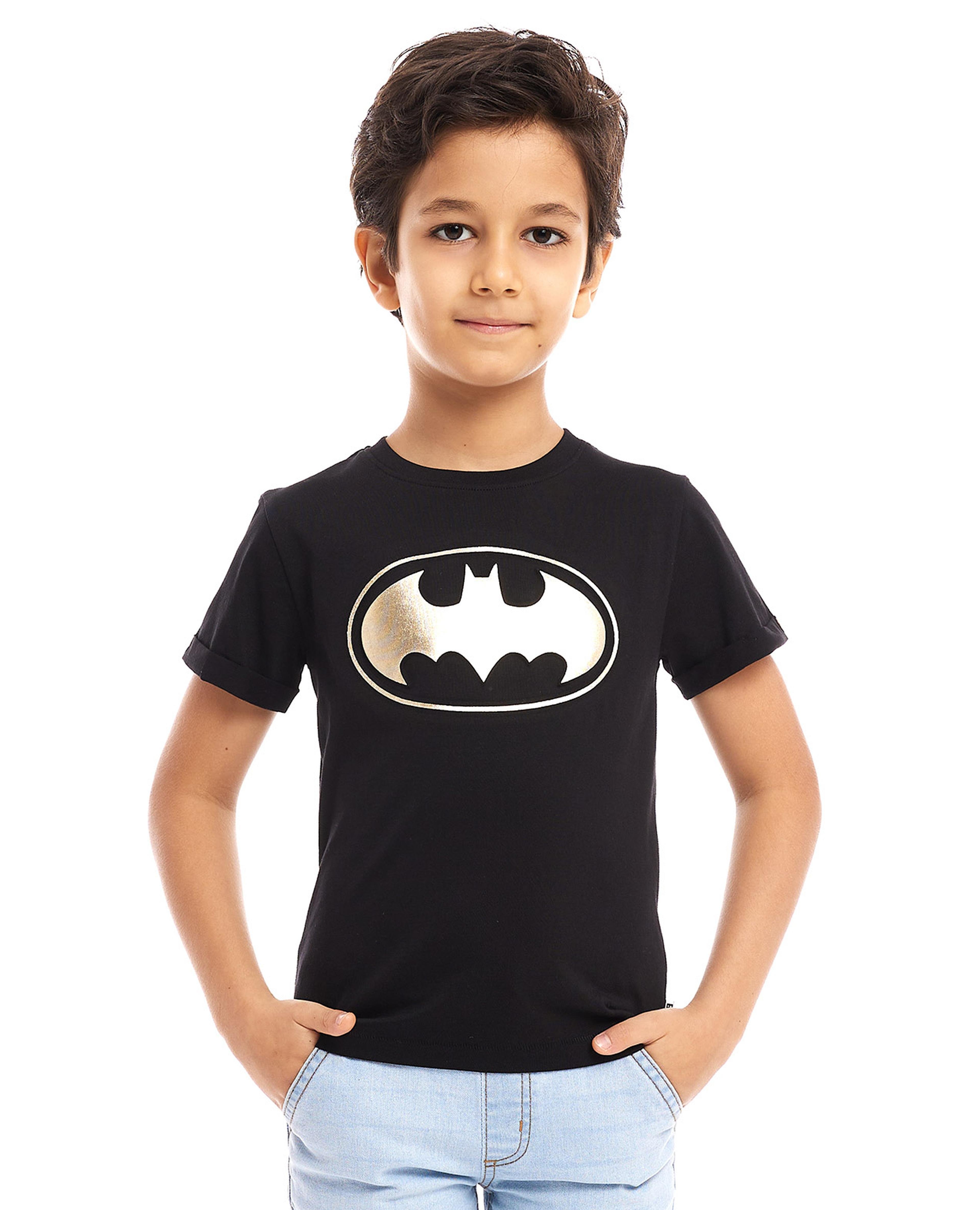 Batman Logo T-Shirt with Crew Neck and Short Sleeves