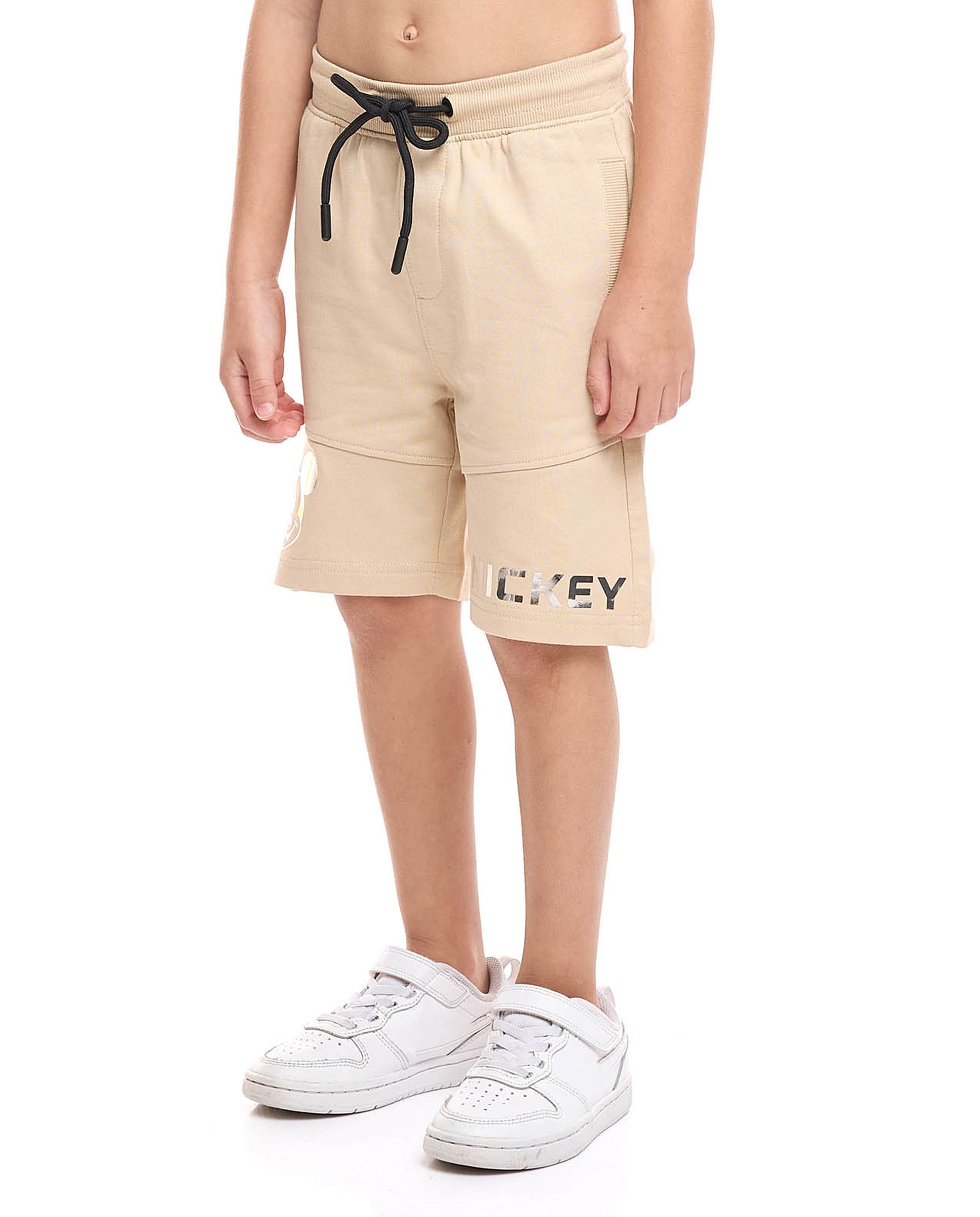 Mickey Mouse Print Shorts with Drawstring Waist