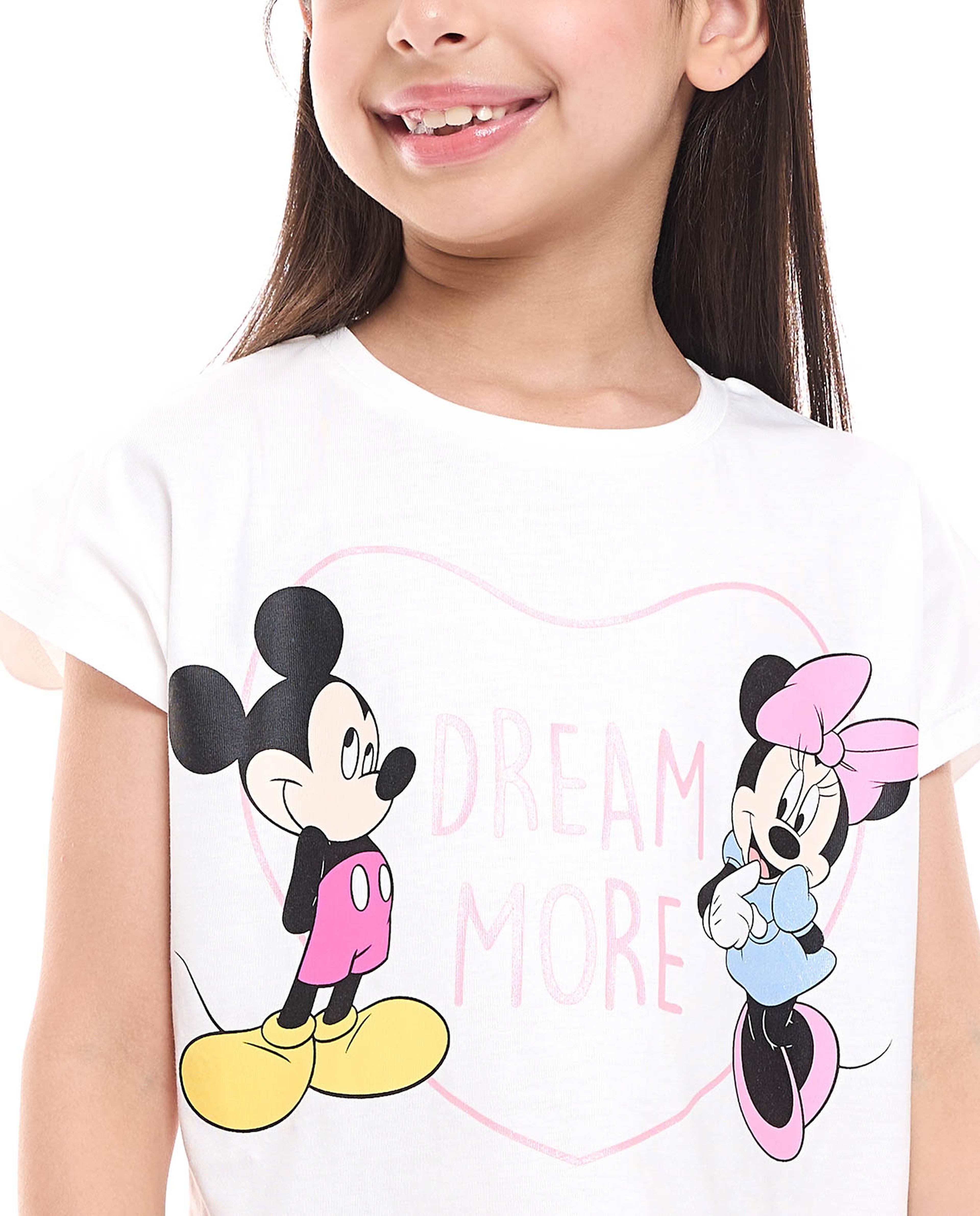 Mickey & Minnie Mouse Print Pyjama Set