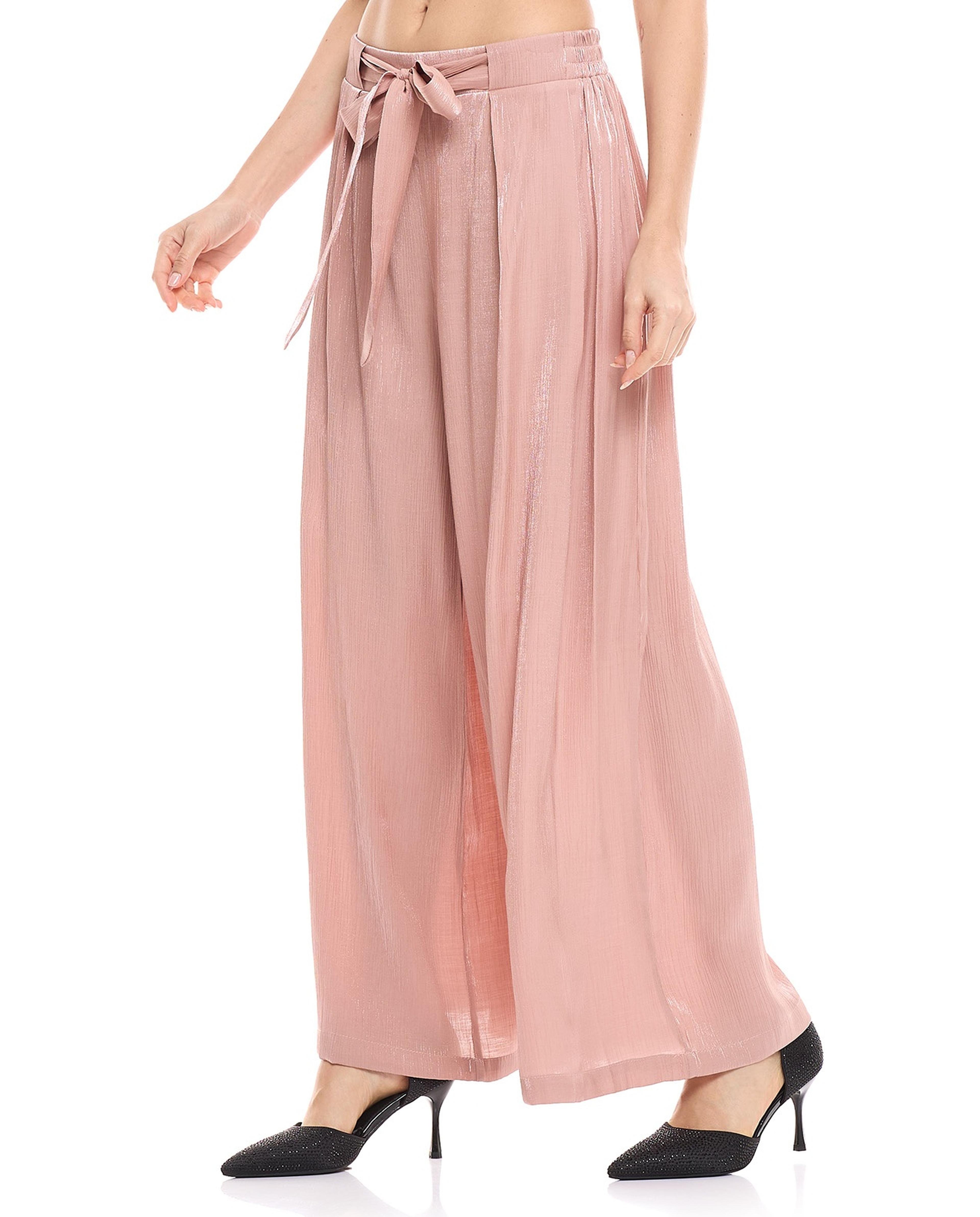 Shimmer Stripes Palazzo Pants with Elastic Waist
