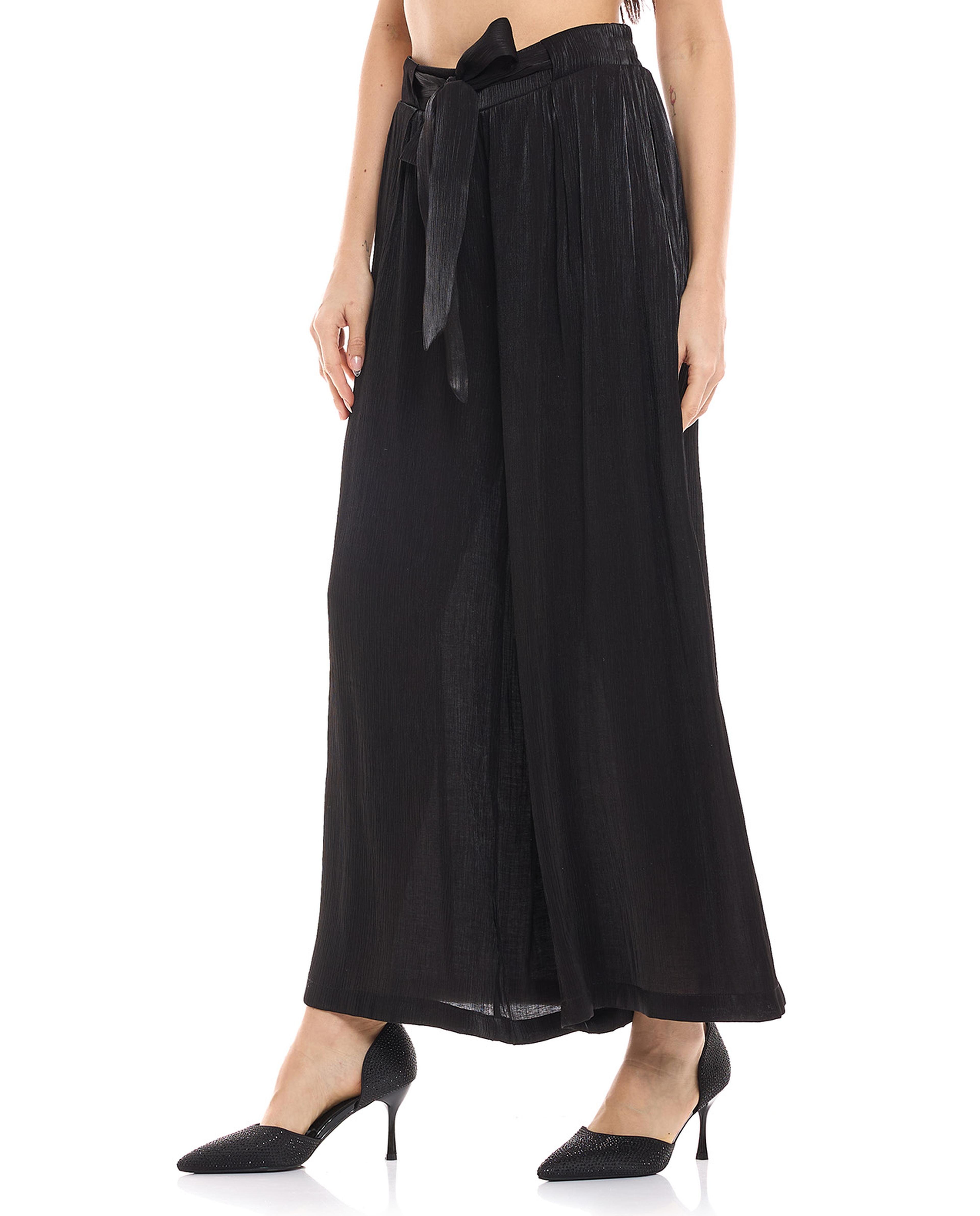 Shimmer Stripes Palazzo Pants with Elastic Waist