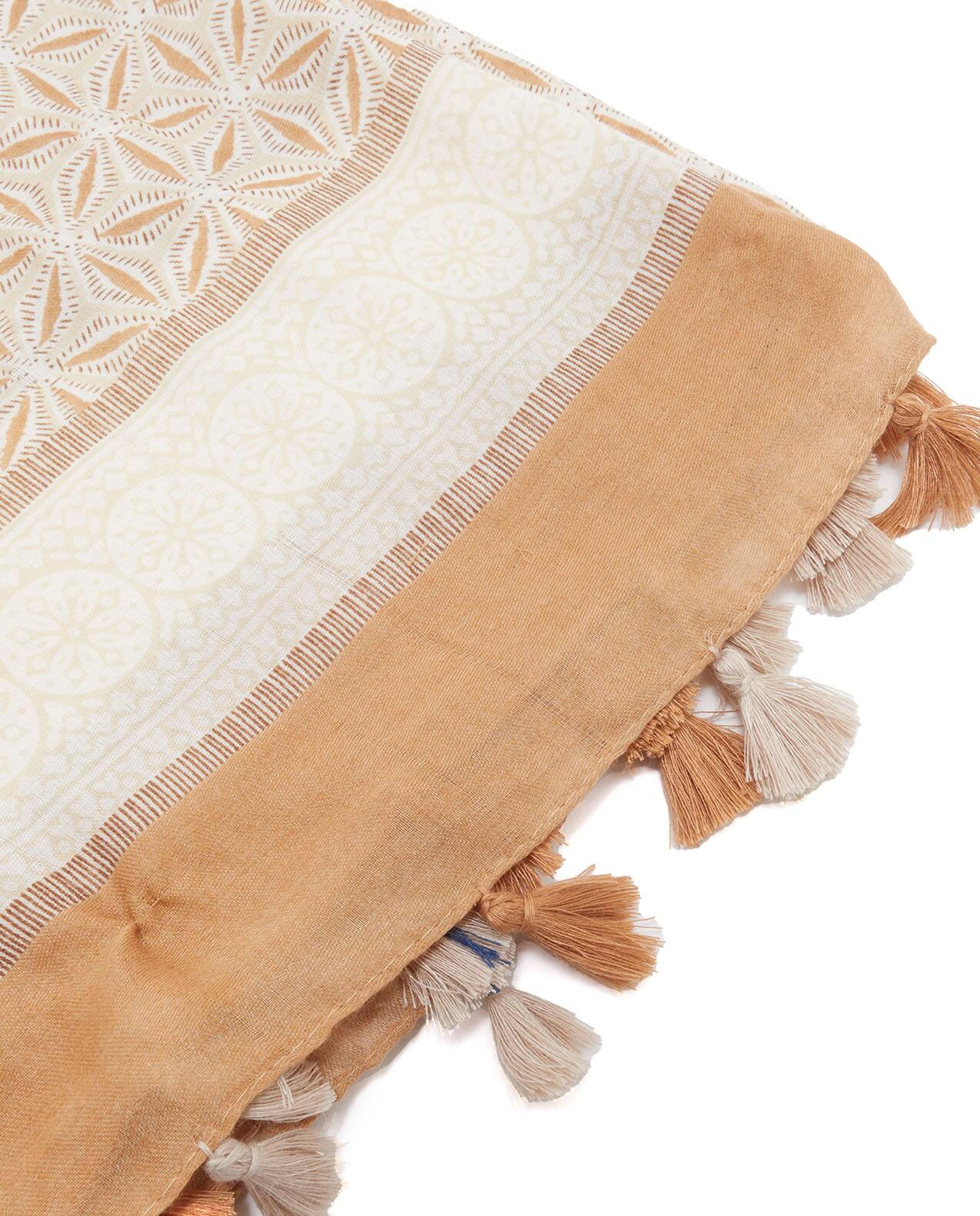 Patterned Scarf with Tassels