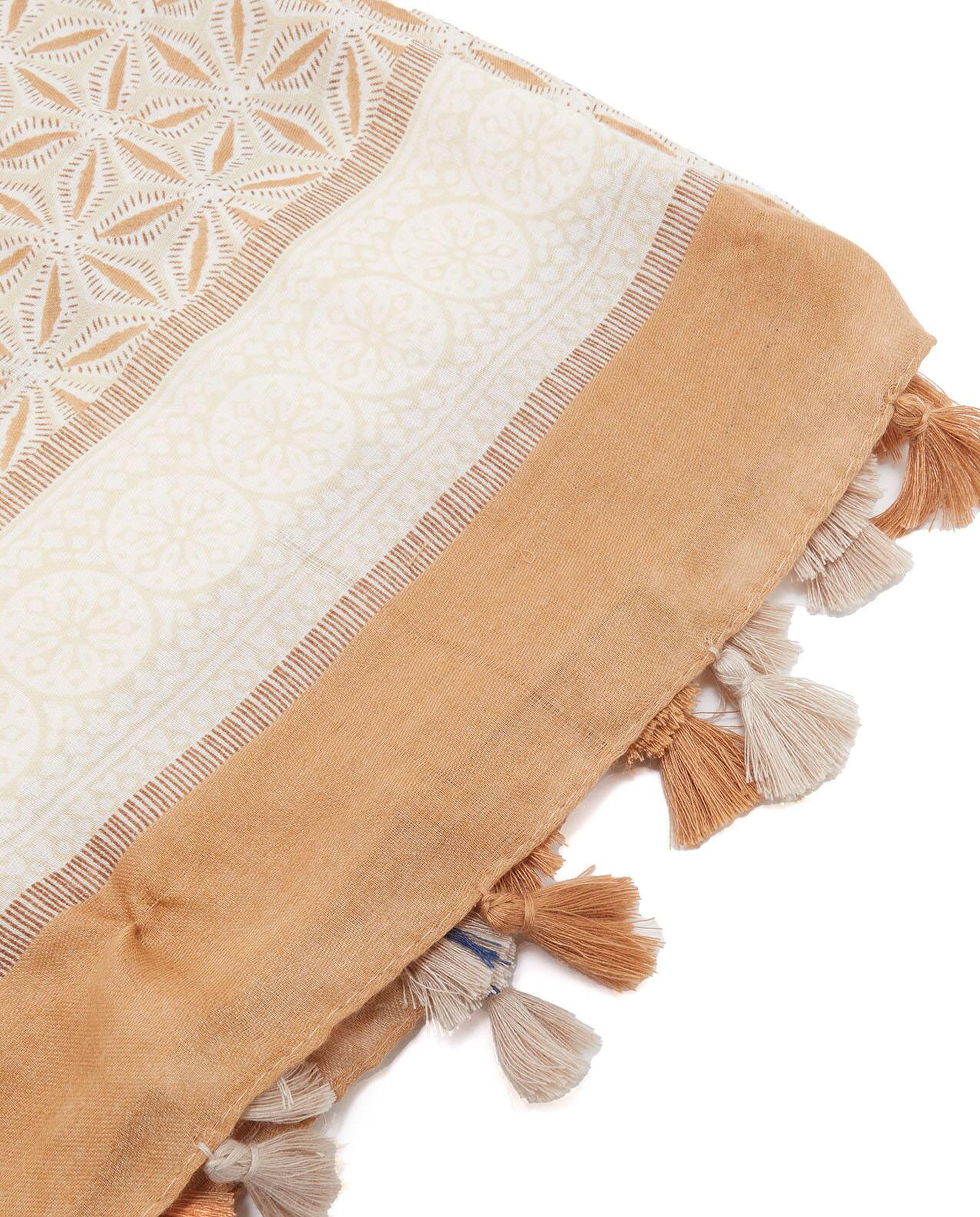Patterned Scarf with Tassels