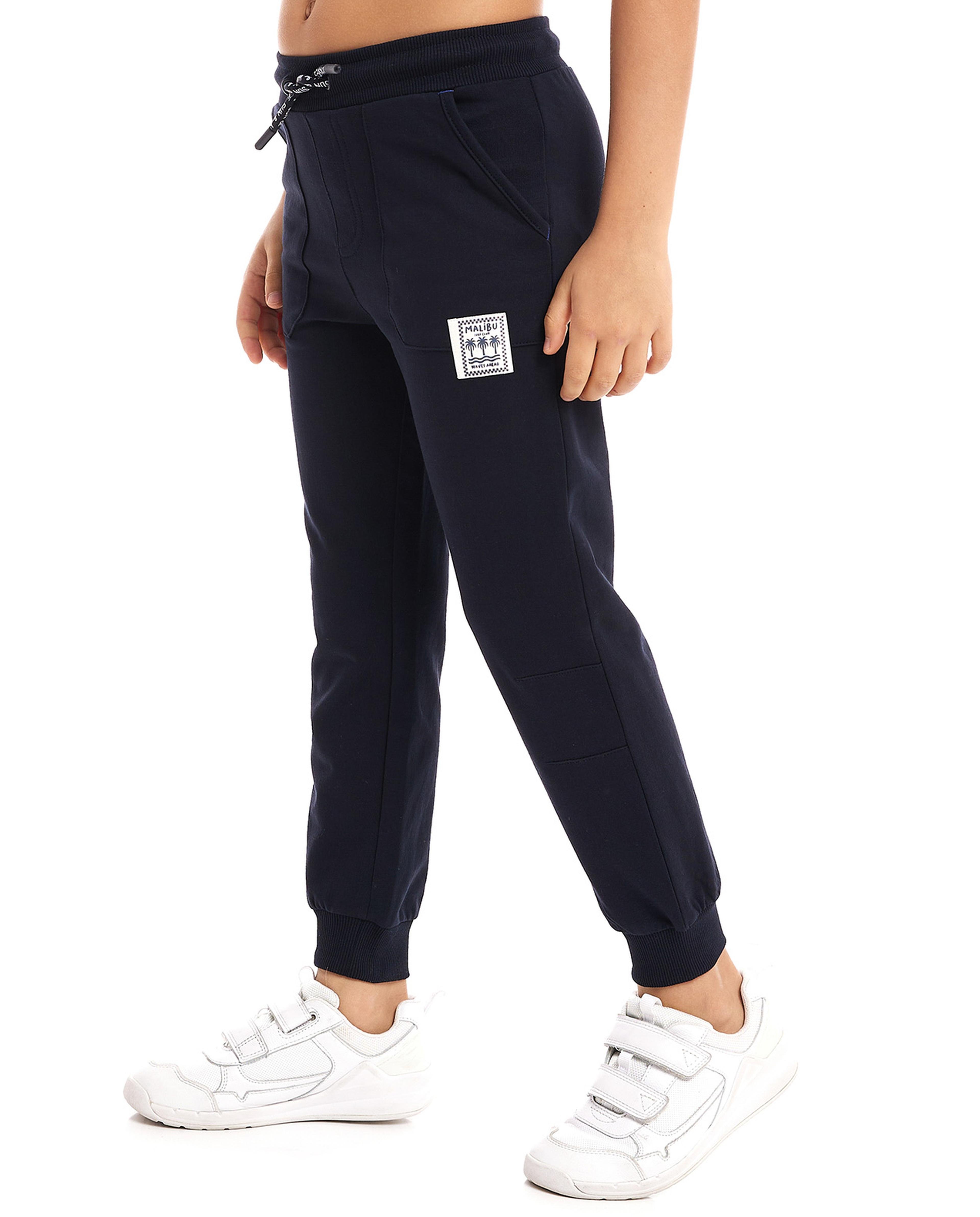 Label Detail Joggers with Drawstring Waist