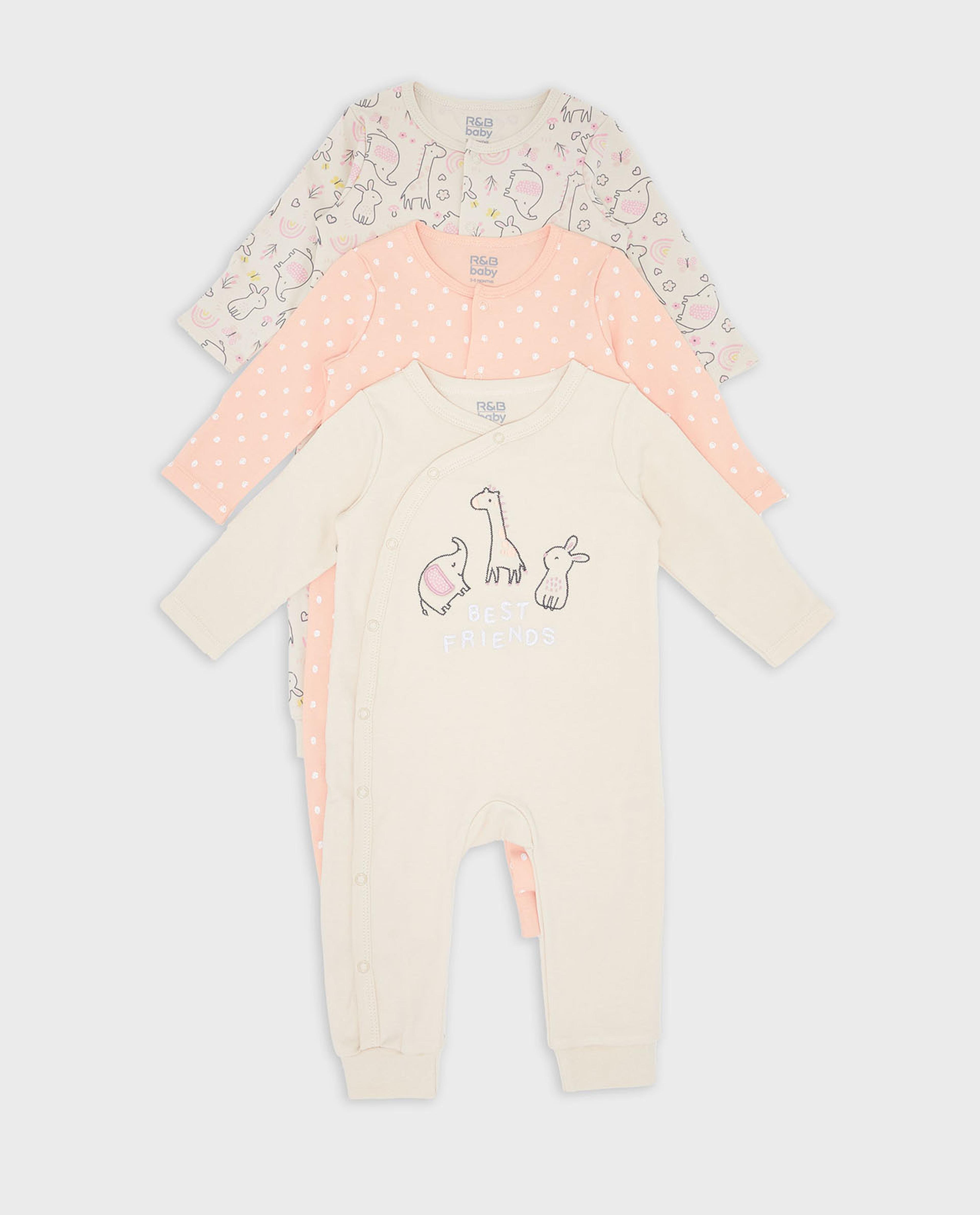 3 Pack Sleepsuit with Long Sleeves