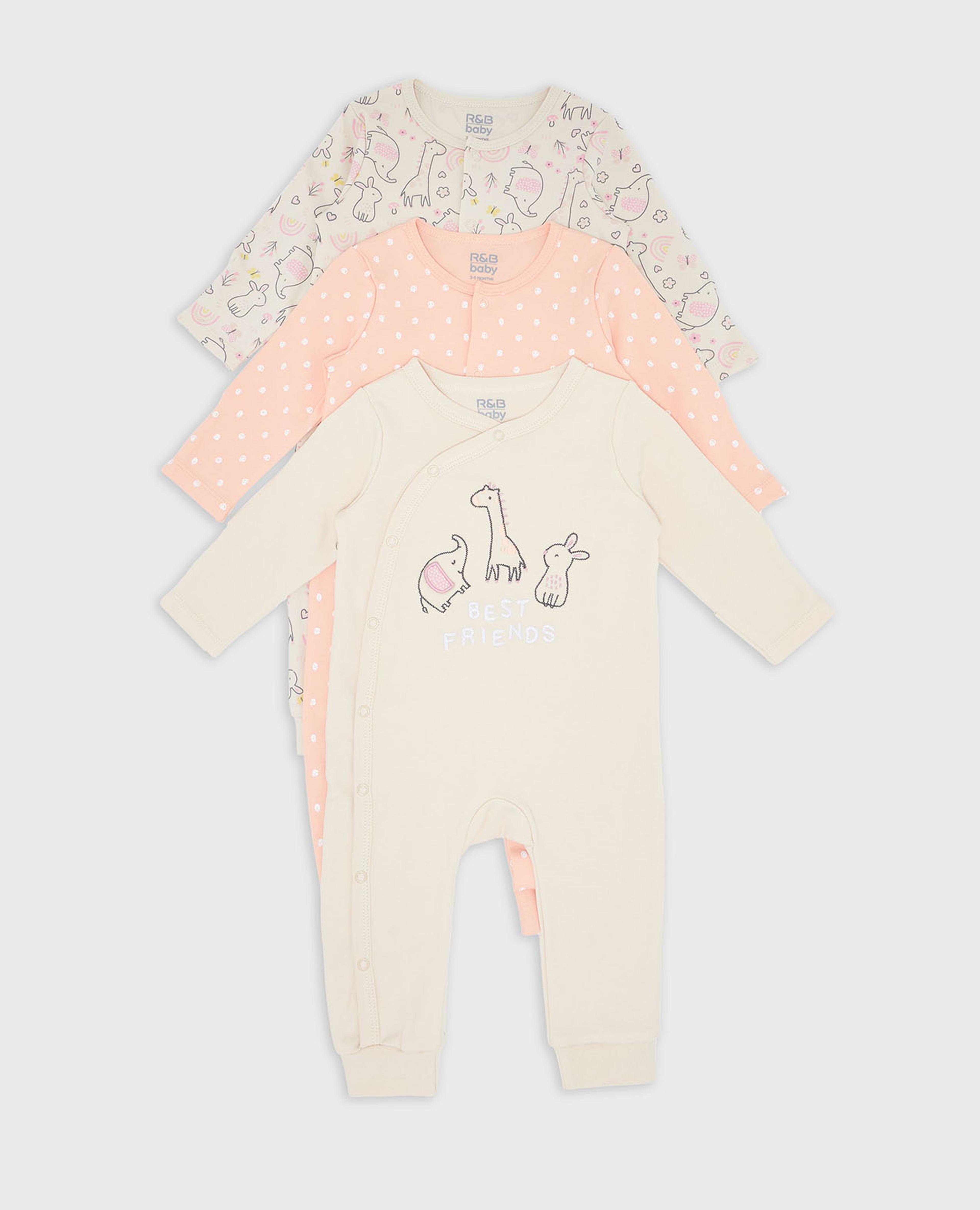 3 Pack Sleepsuit with Long Sleeves