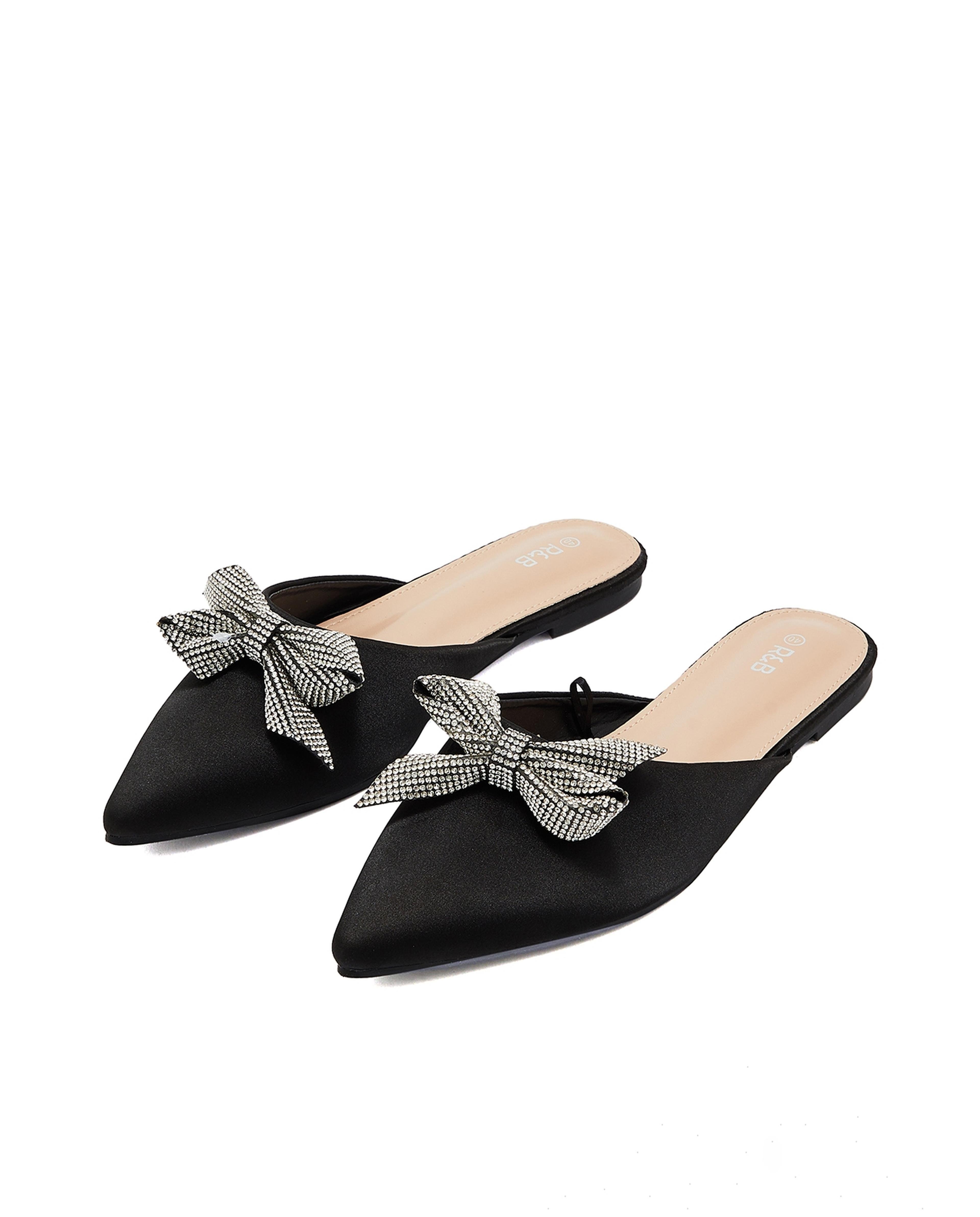 Embellished Bow Detail Mules