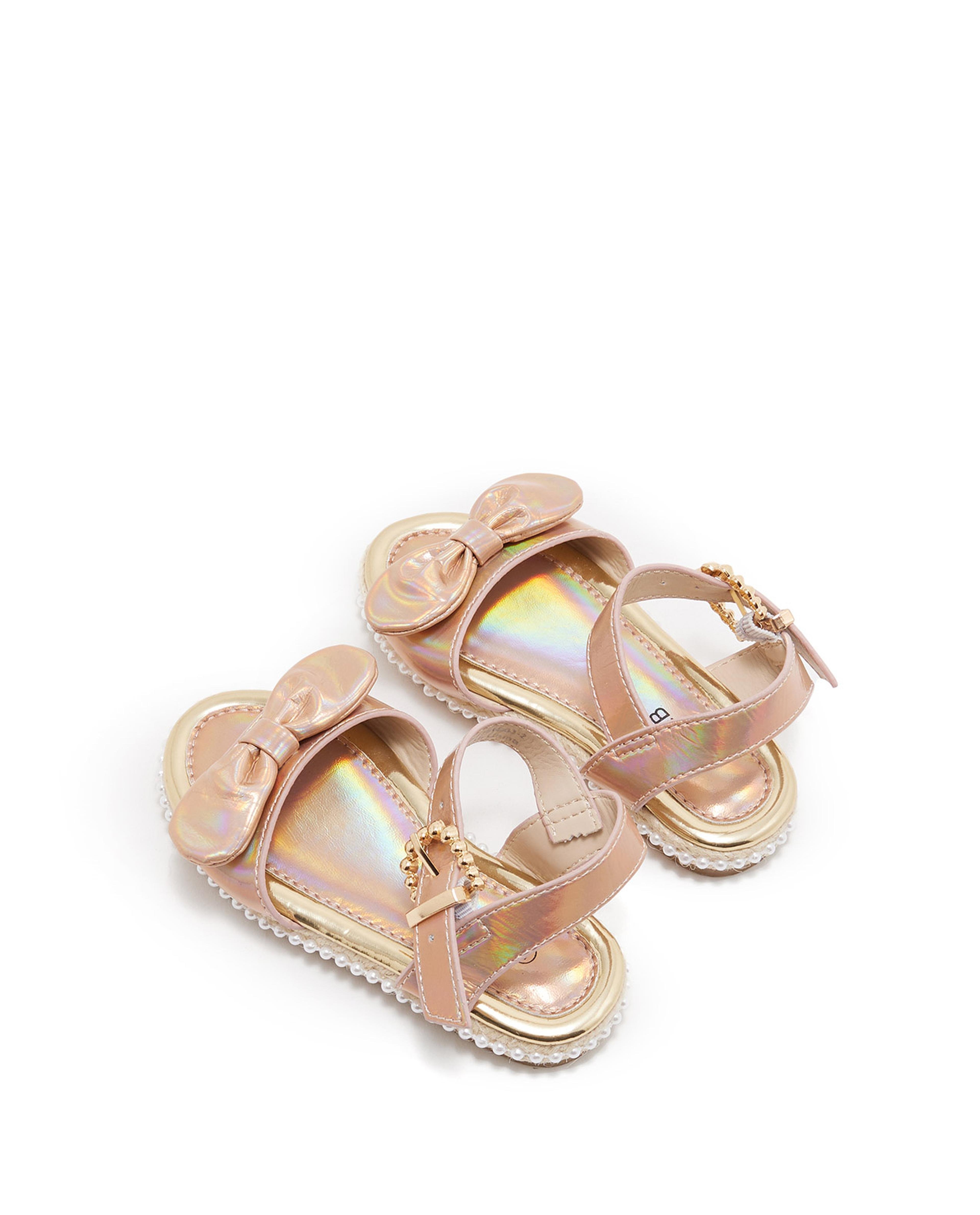 Bow Detail Sandals with Buckle Closure
