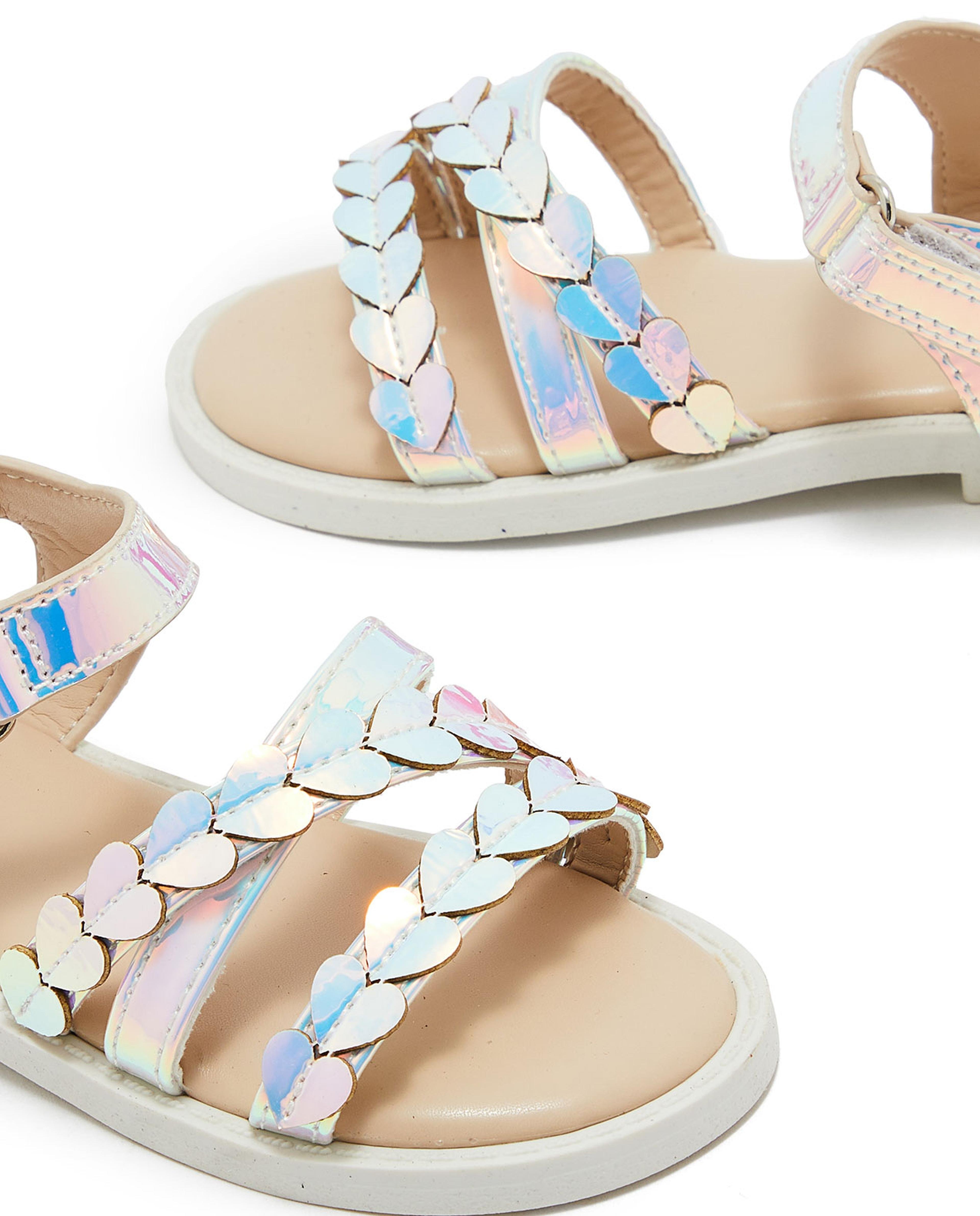 Holographic Sandals with Velcro Closure