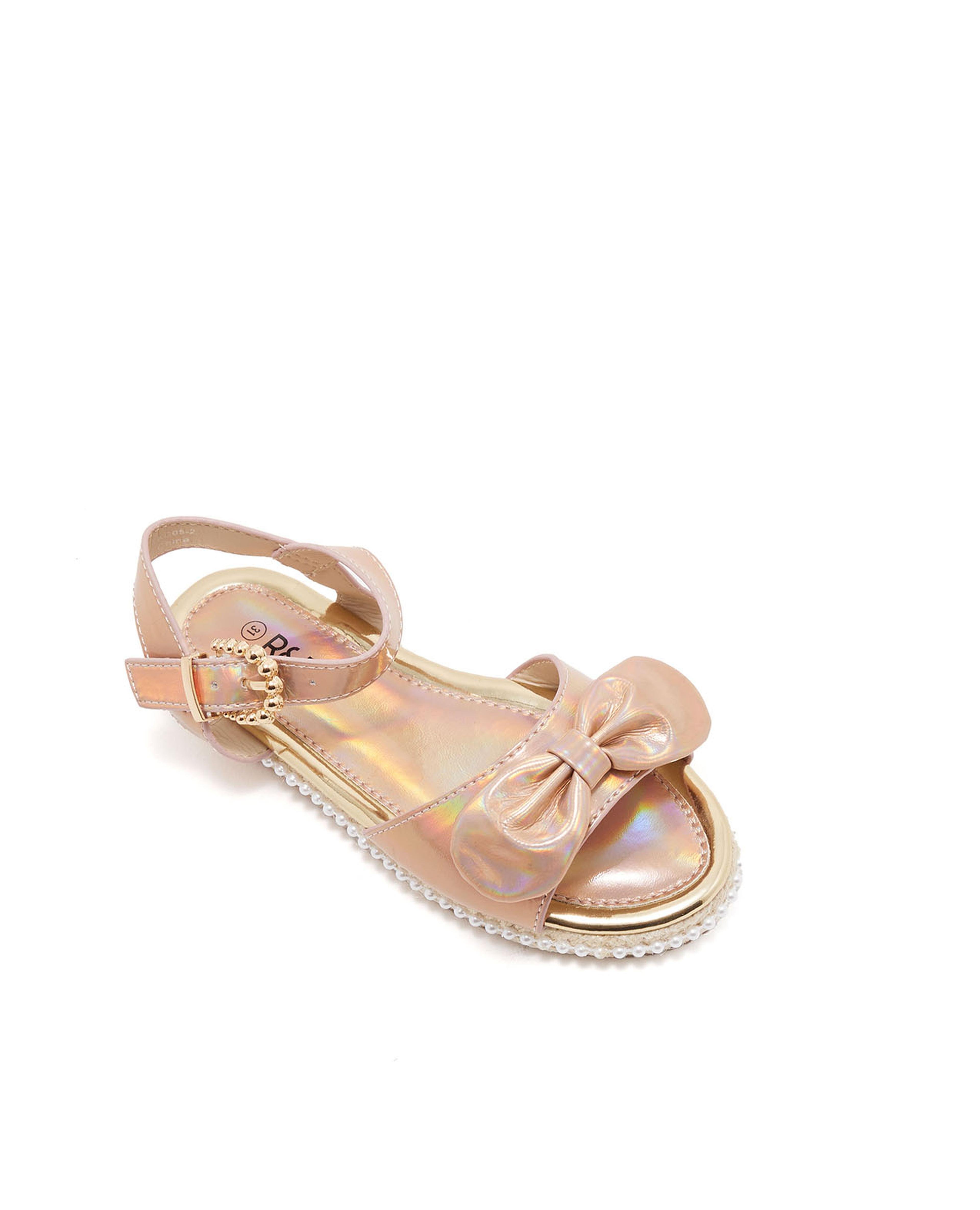 Bow Detail Sandals with Buckle Closure