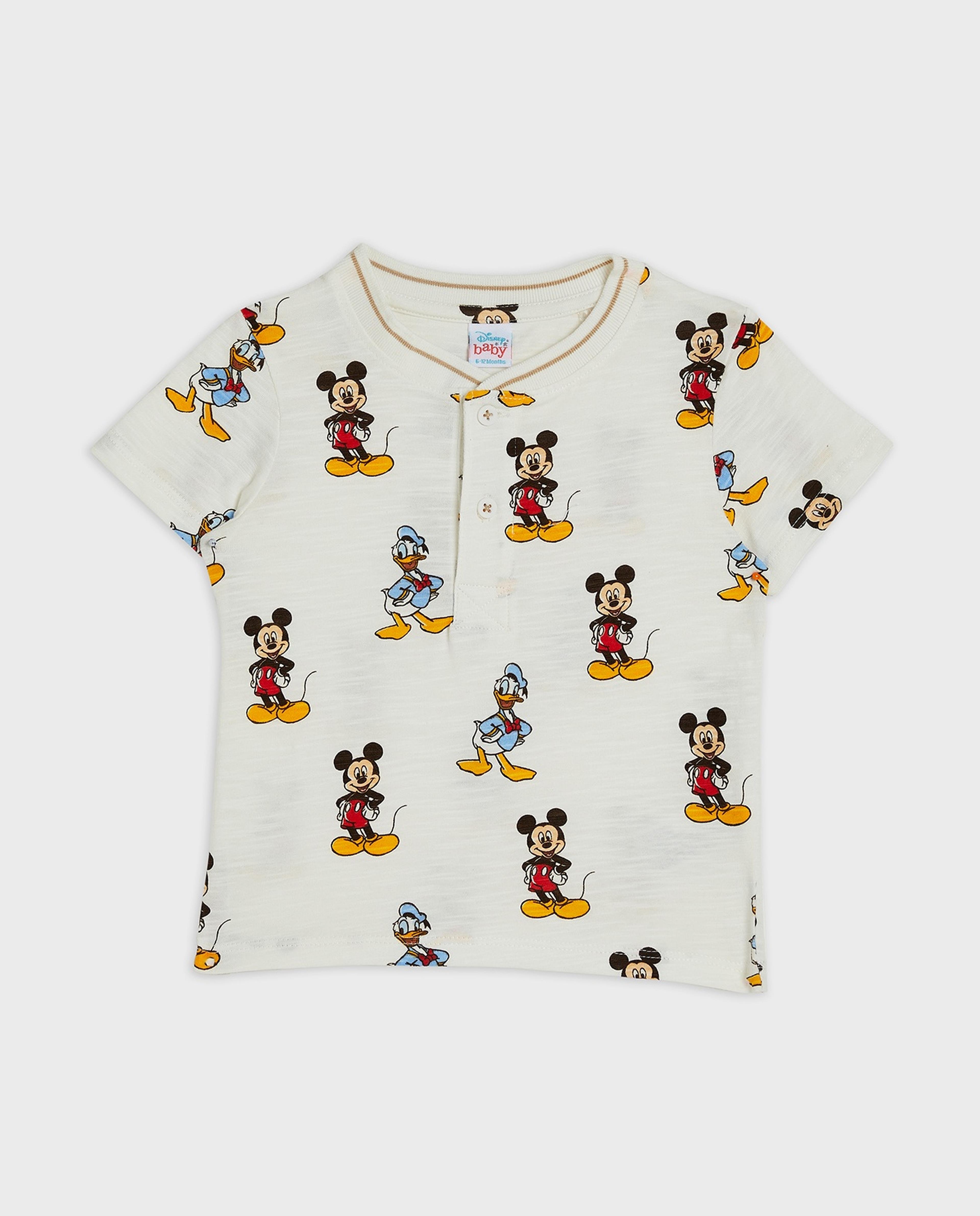 Mickey Mouse Print T-Shirt and Shorts Set