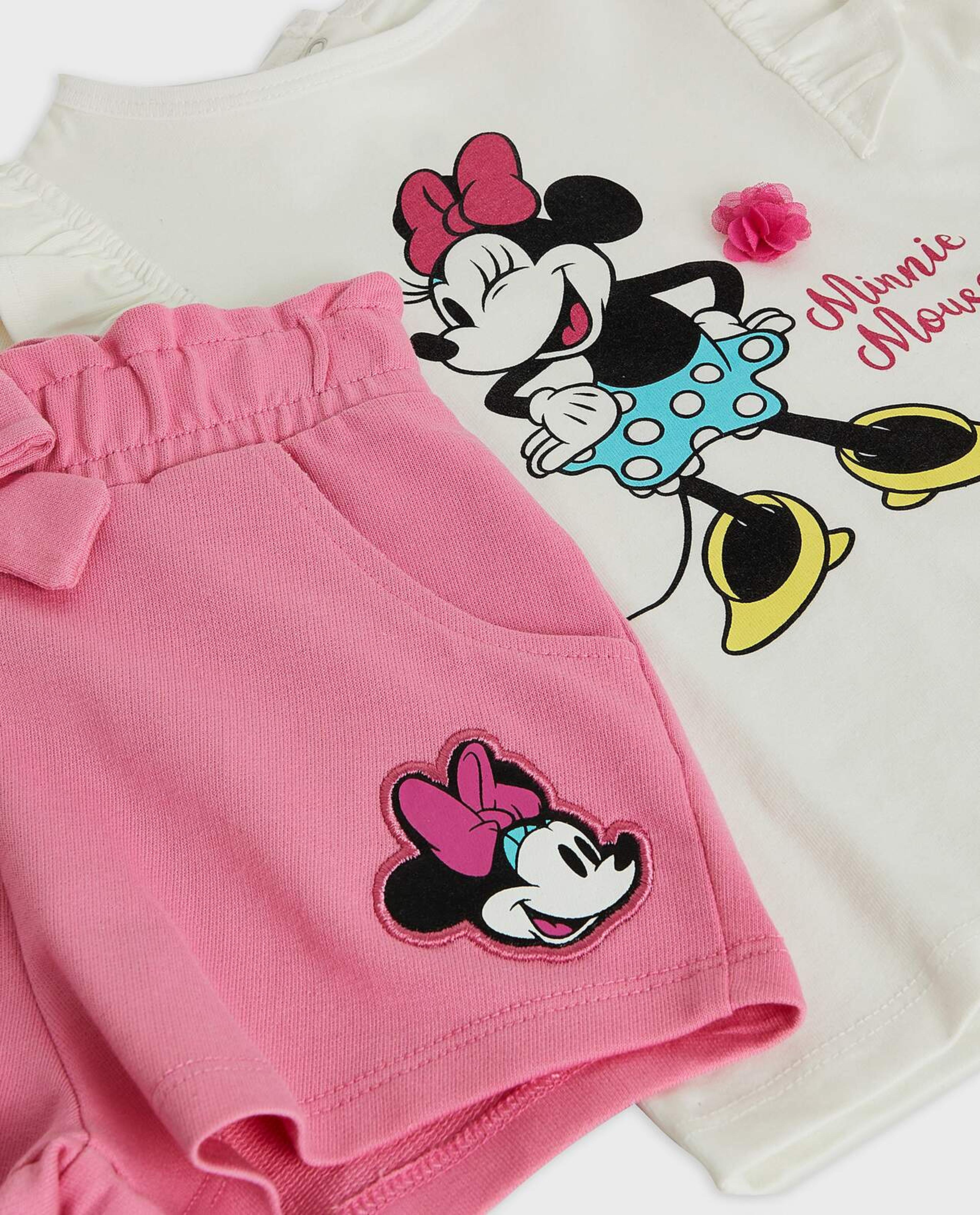 Minnie Mouse Print Top and Shorts Set