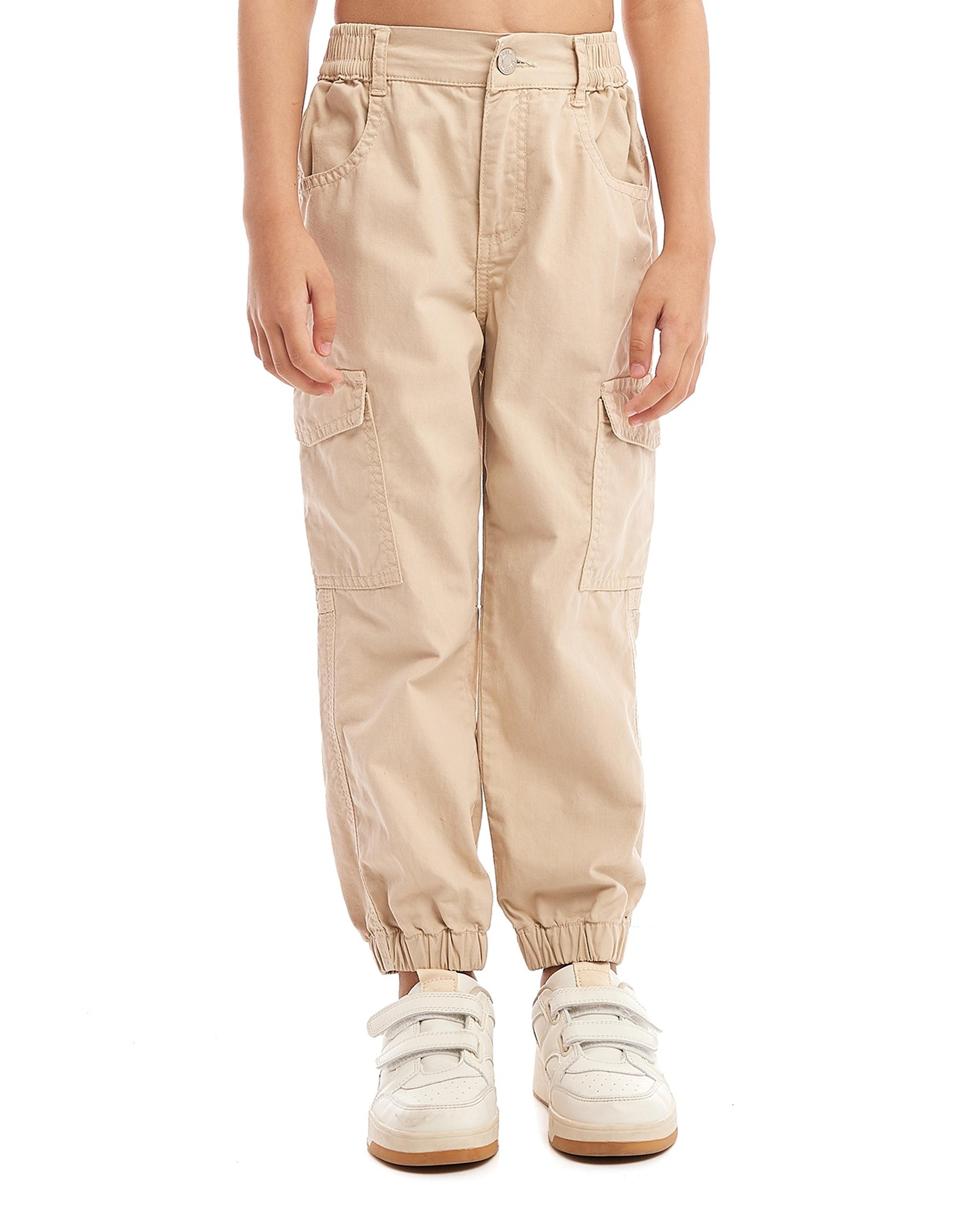 Solid Jogger Pants with Button Closure
