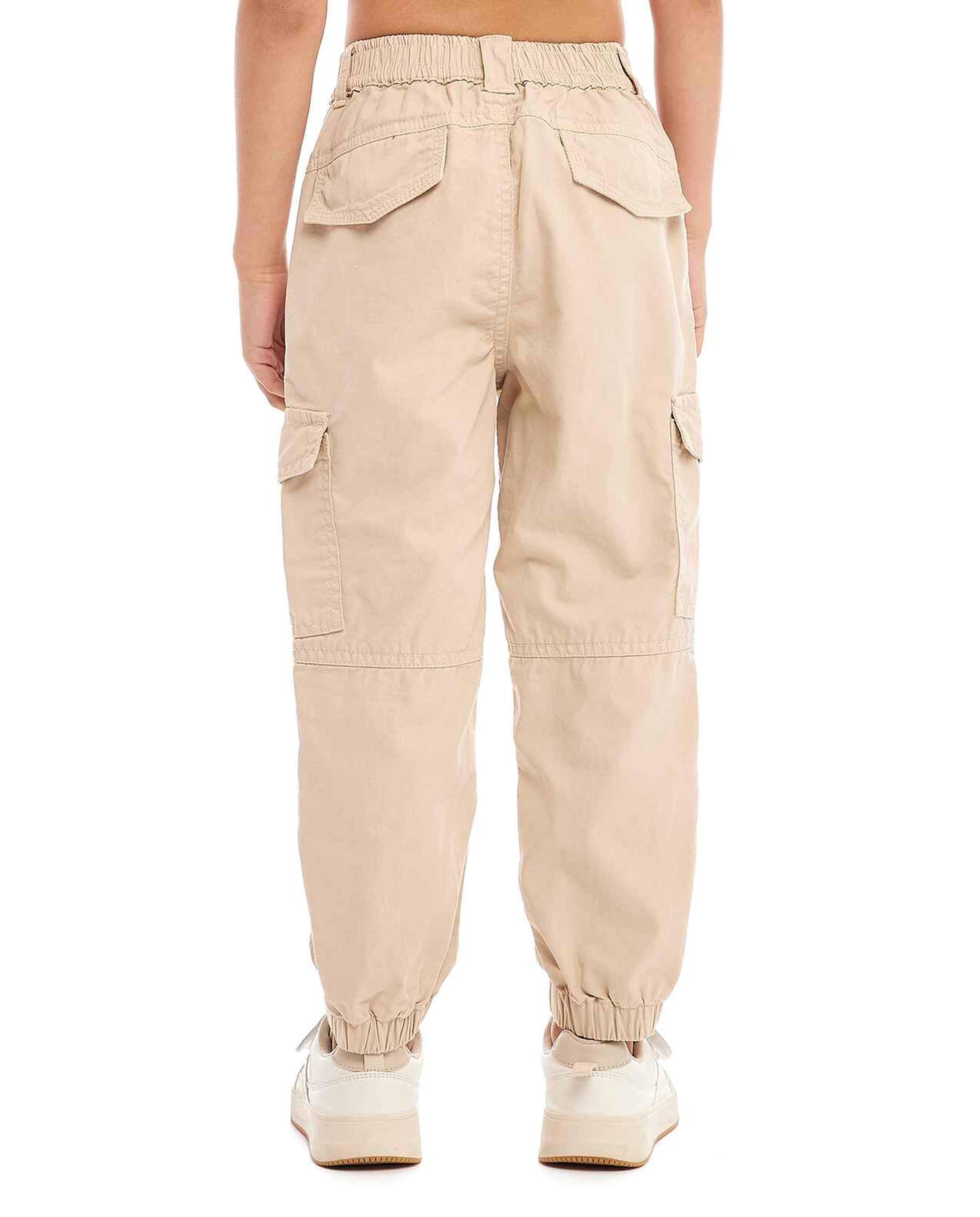Solid Jogger Pants with Button Closure