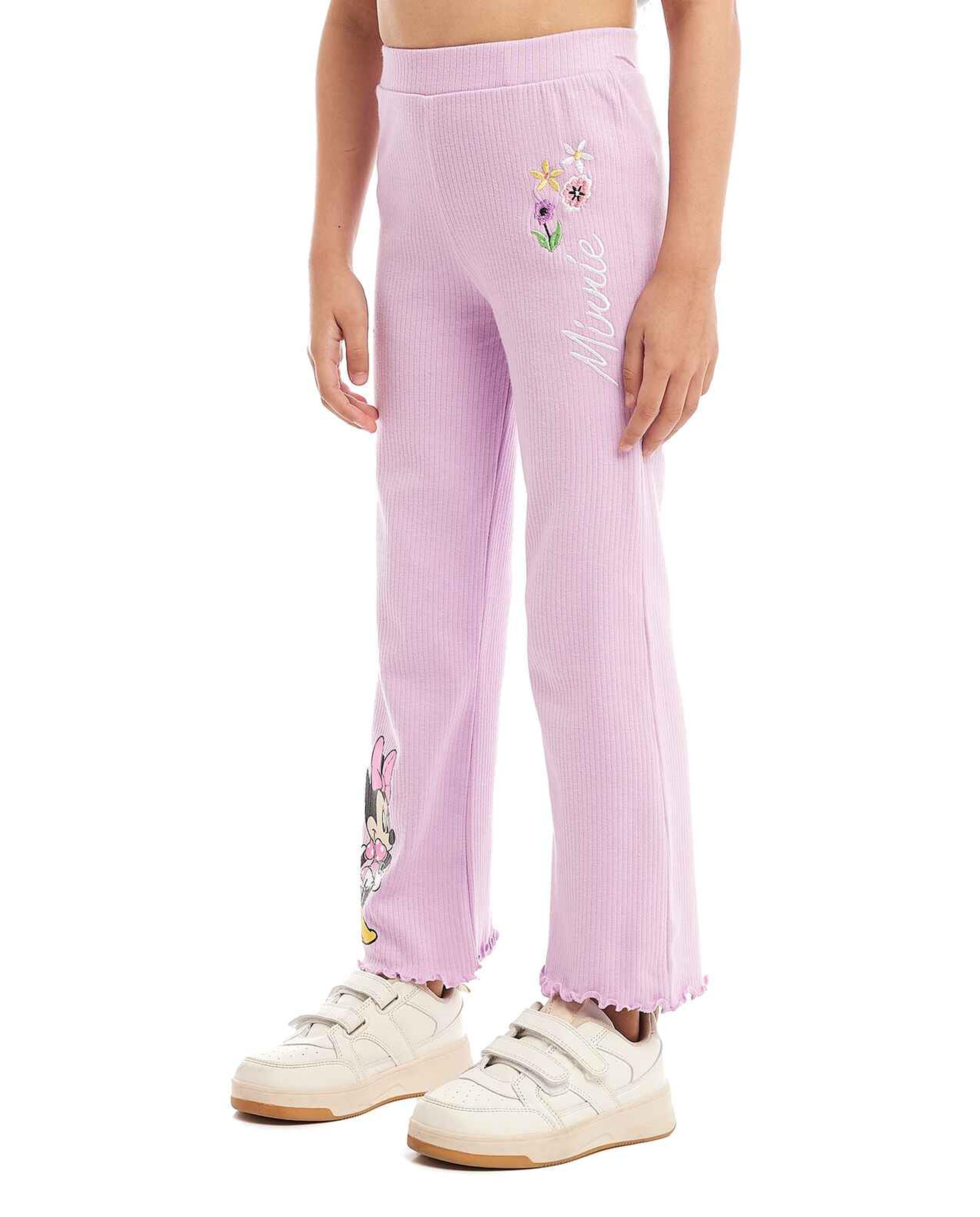 Mickey Mouse Print Pants with Elastic Waist