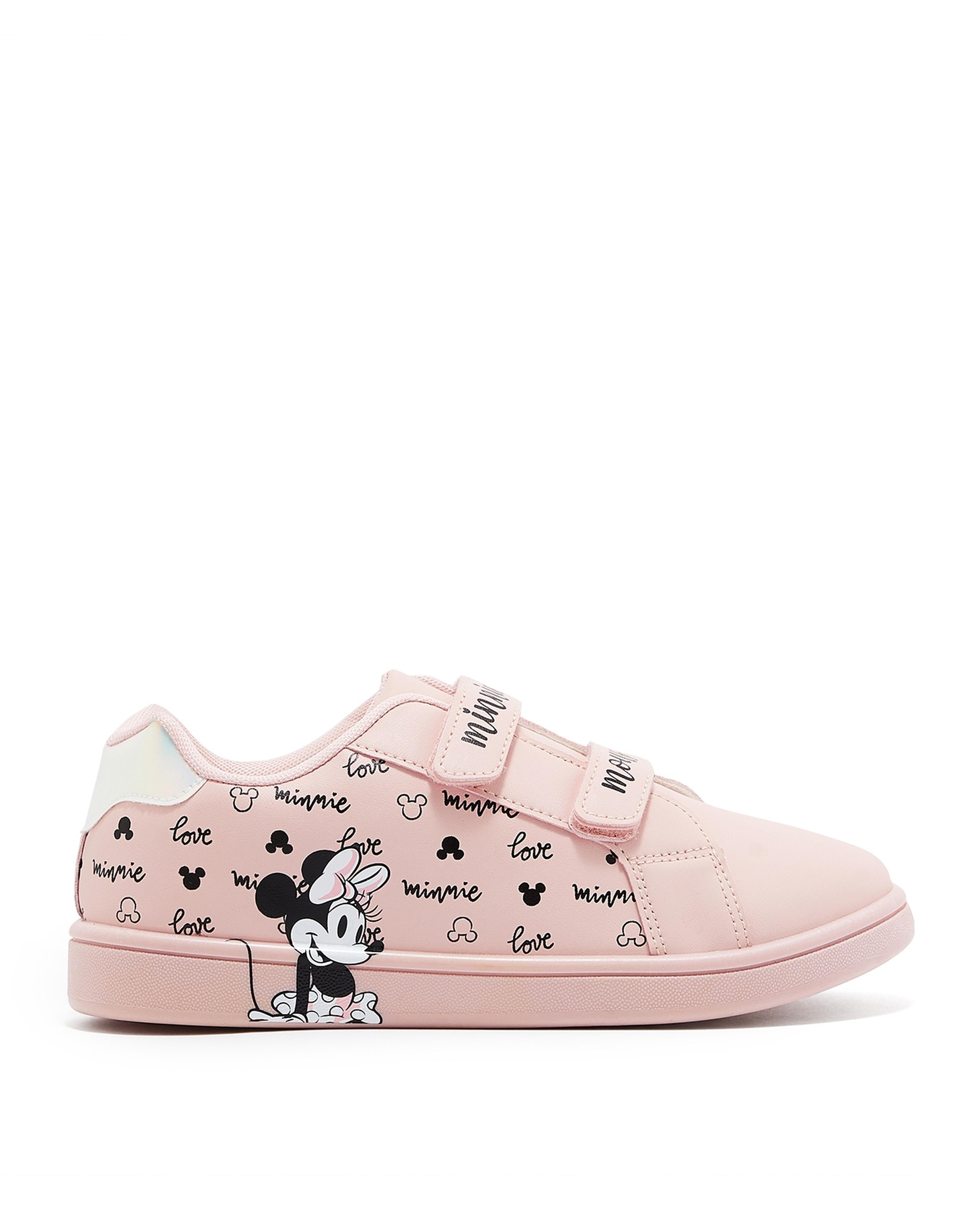 Minnie Mouse Print Velcro Sneakers