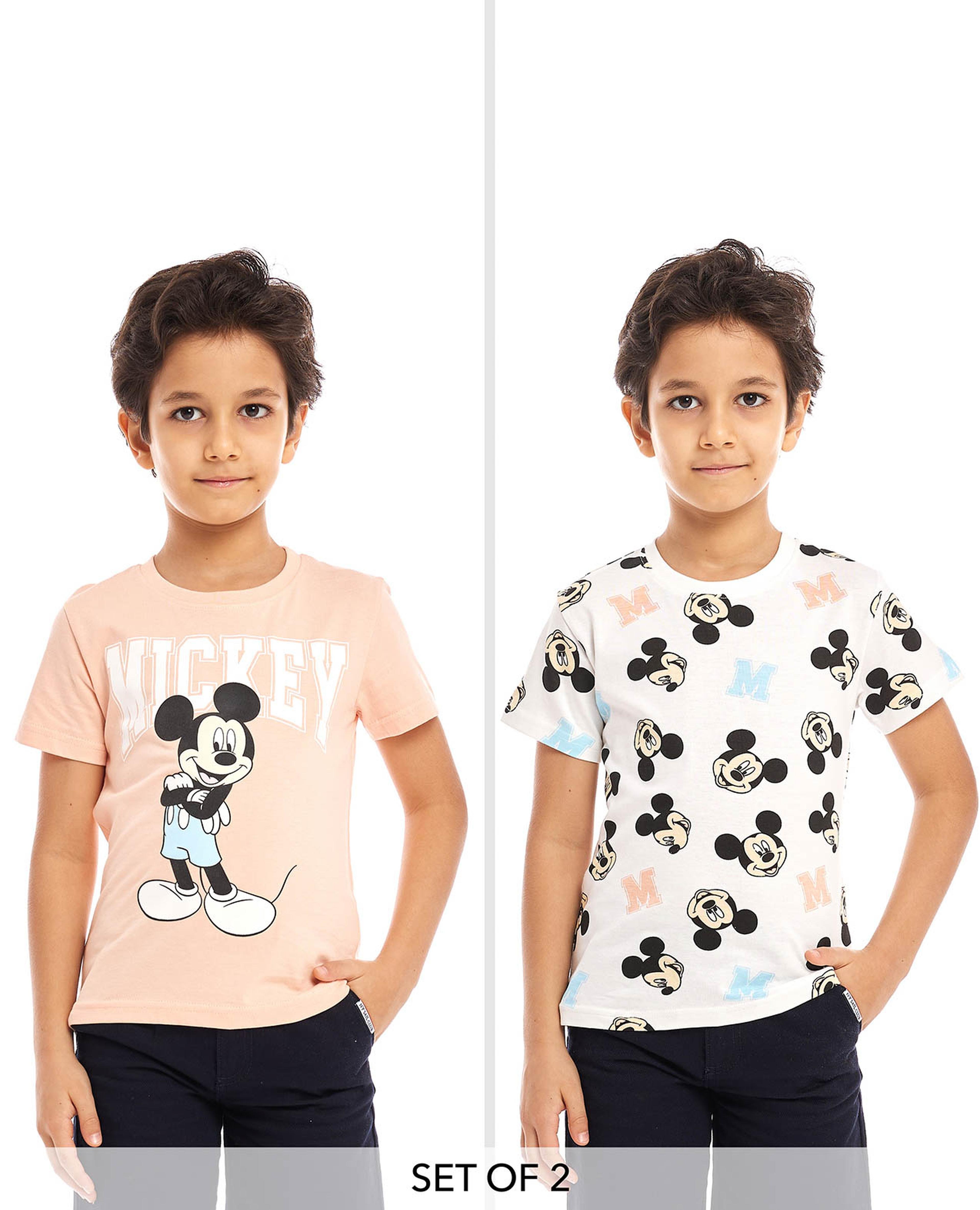 2 Pack Mickey Mouse Printed Short Sleeves T-Shirts