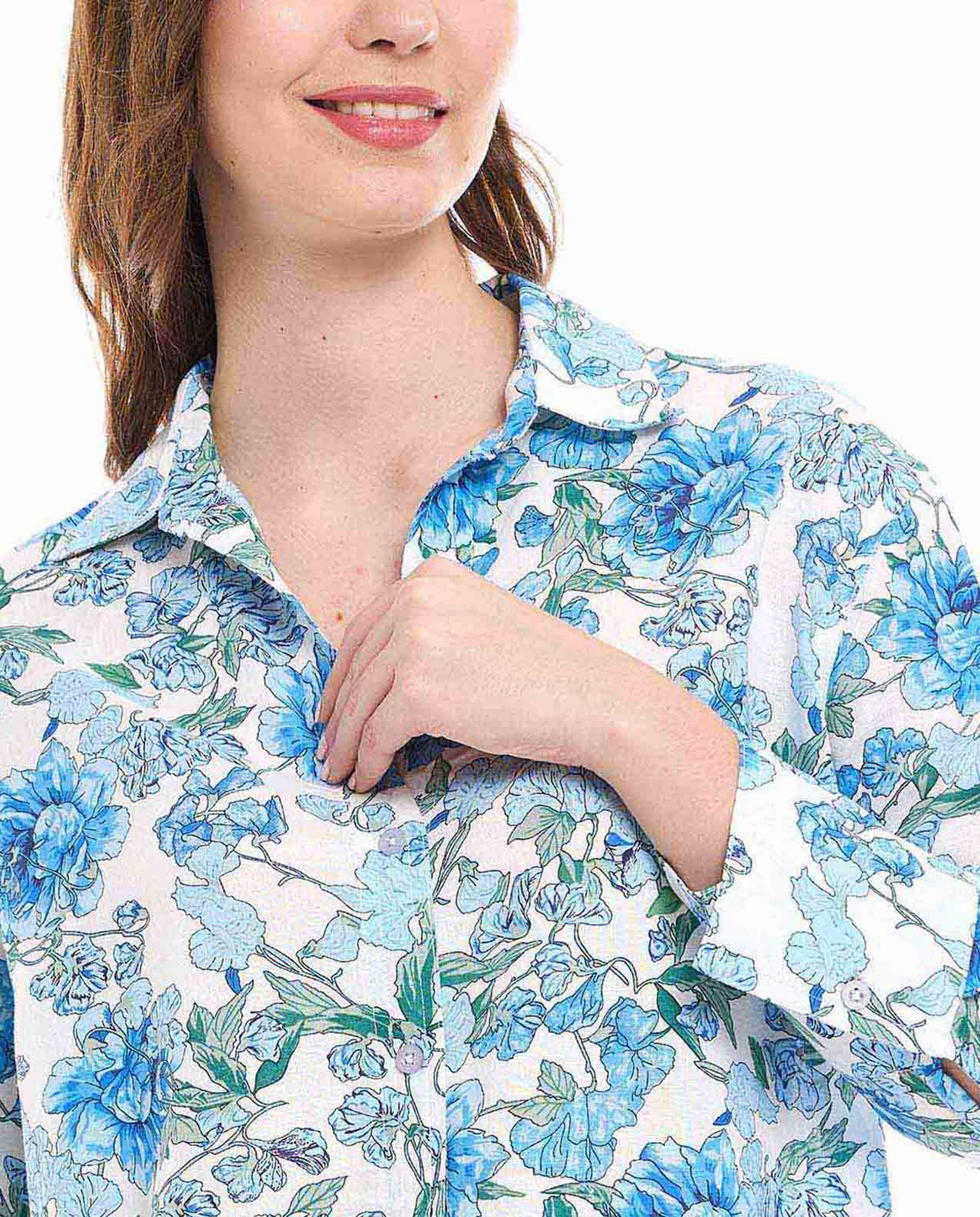 Floral Print Shirt with Classic Collar and Long Sleeves