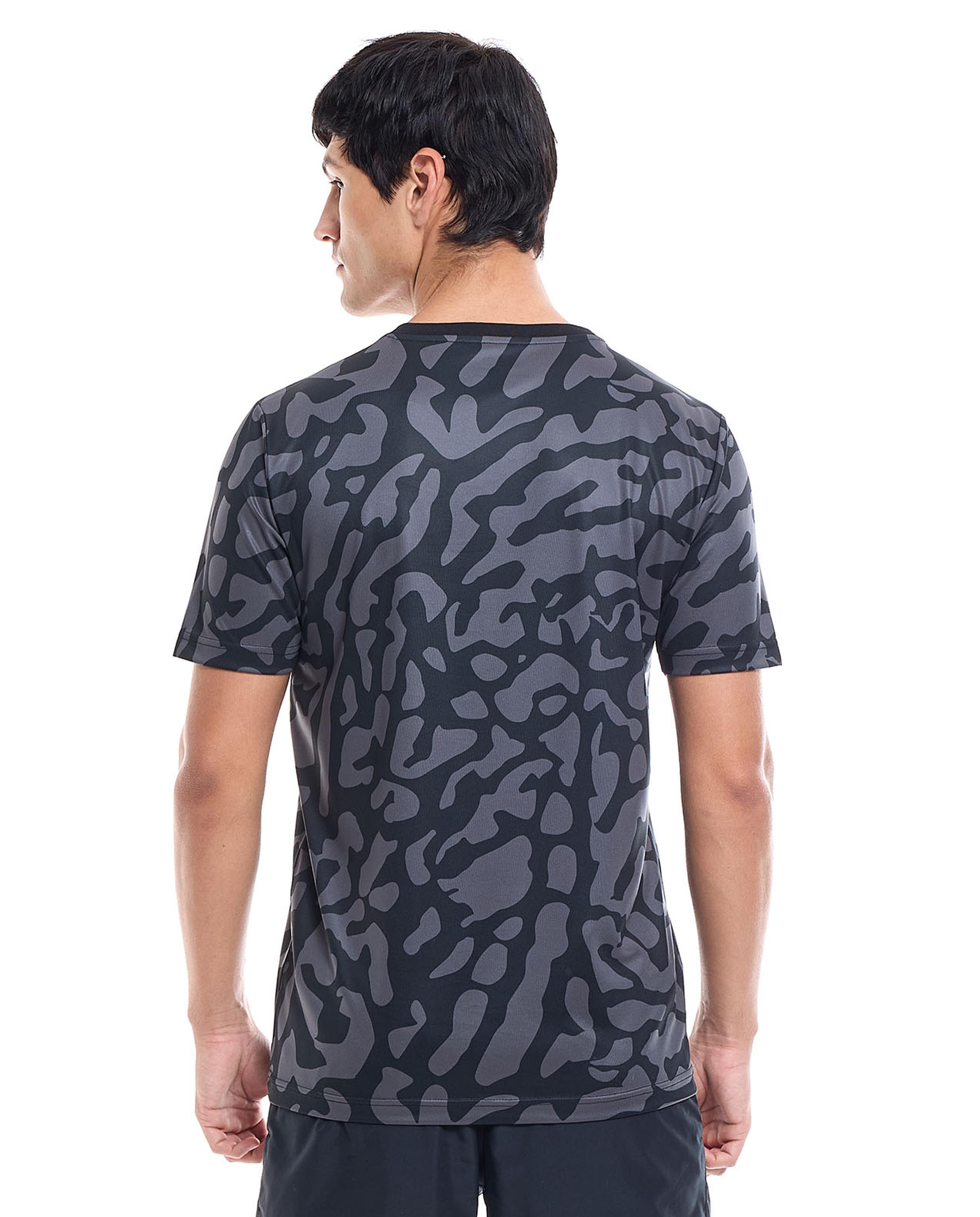 Patterned Active T-Shirt with Crew Neck and Short Sleeves