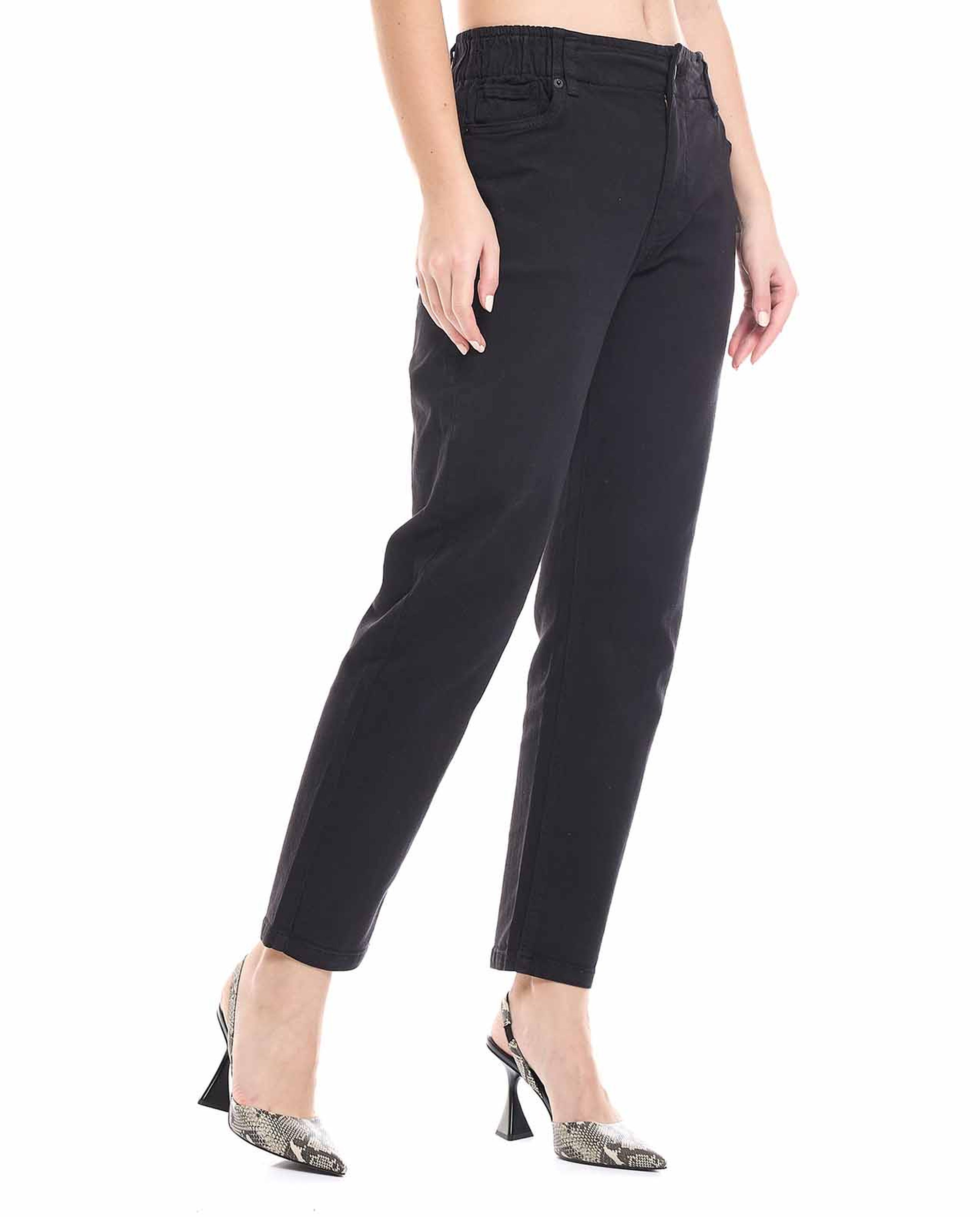 Solid Mom Fit Jeans with Button Closure