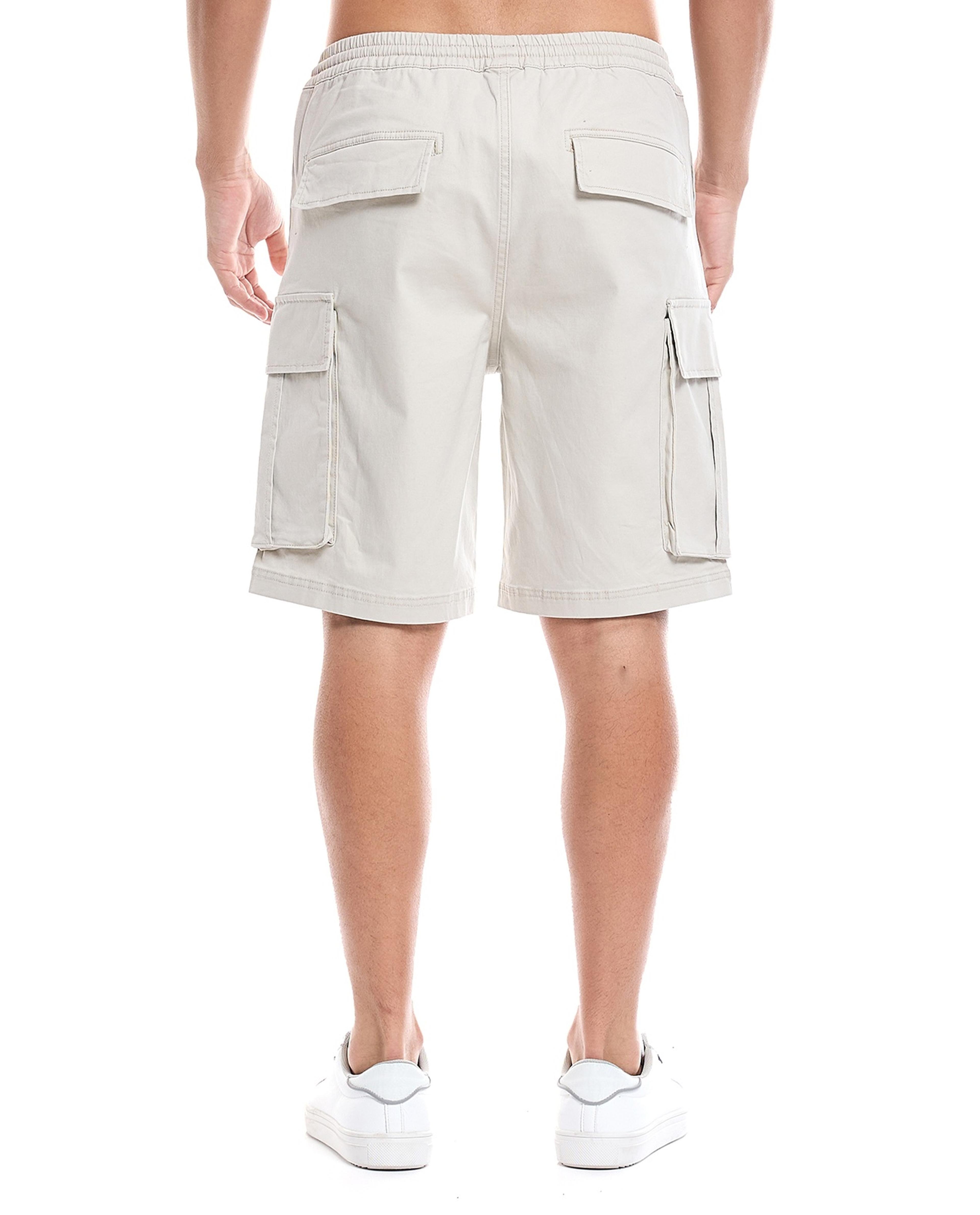 Solid Cargo Shorts with Drawstring waist