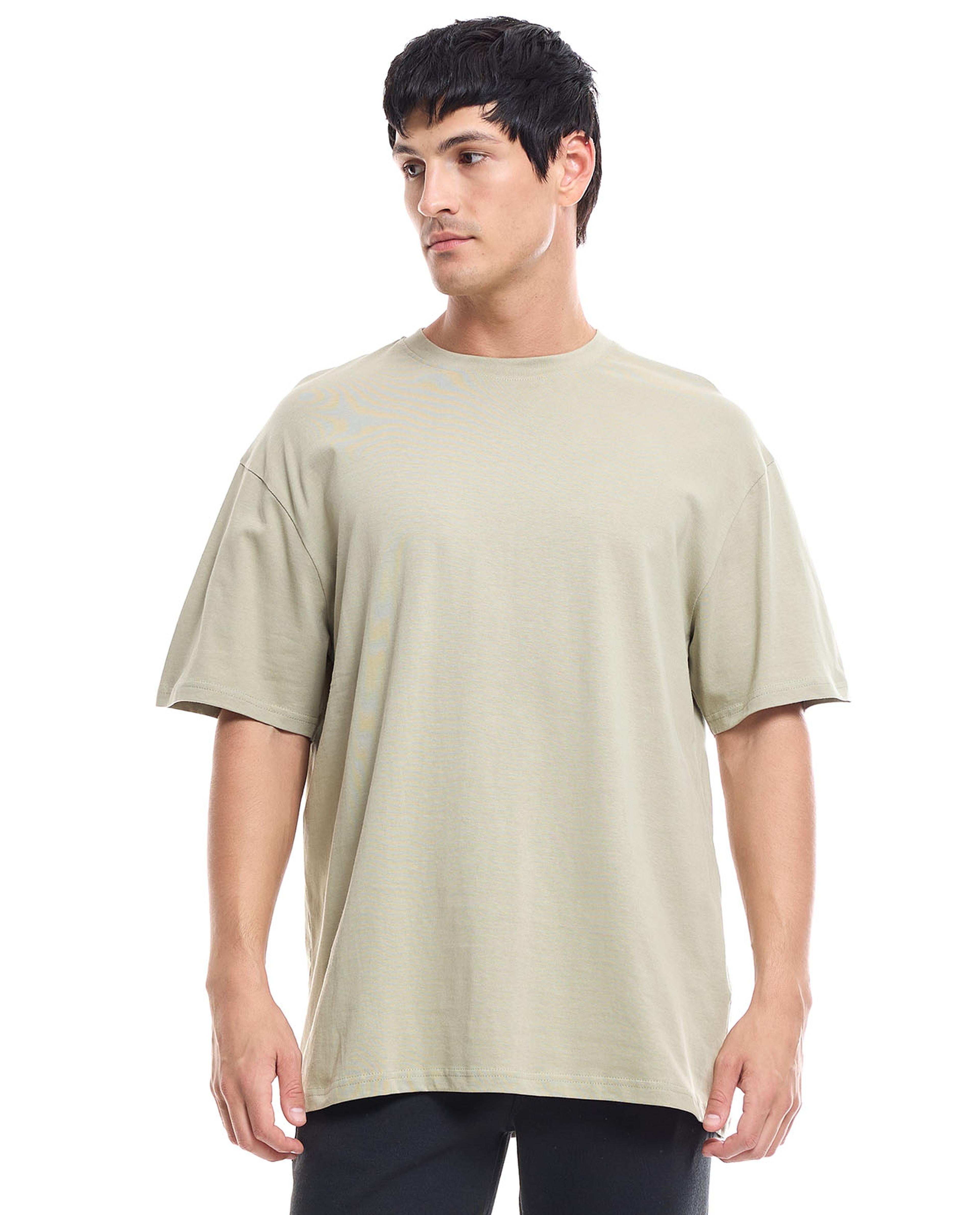 Solid Oversized T-Shirt with Crew Neck and Short Sleeves