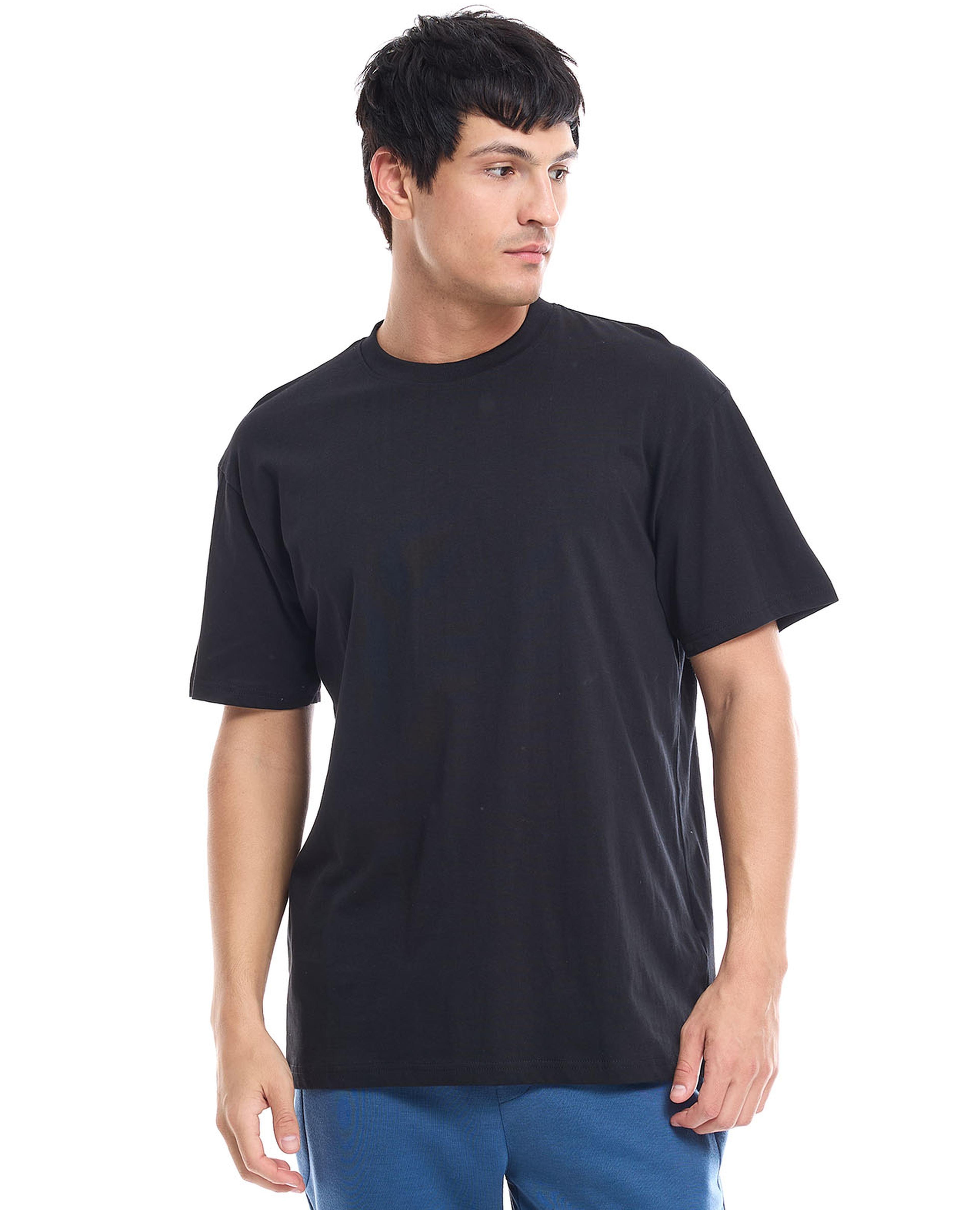 Solid Oversized T-Shirt with Crew Neck and Short Sleeves