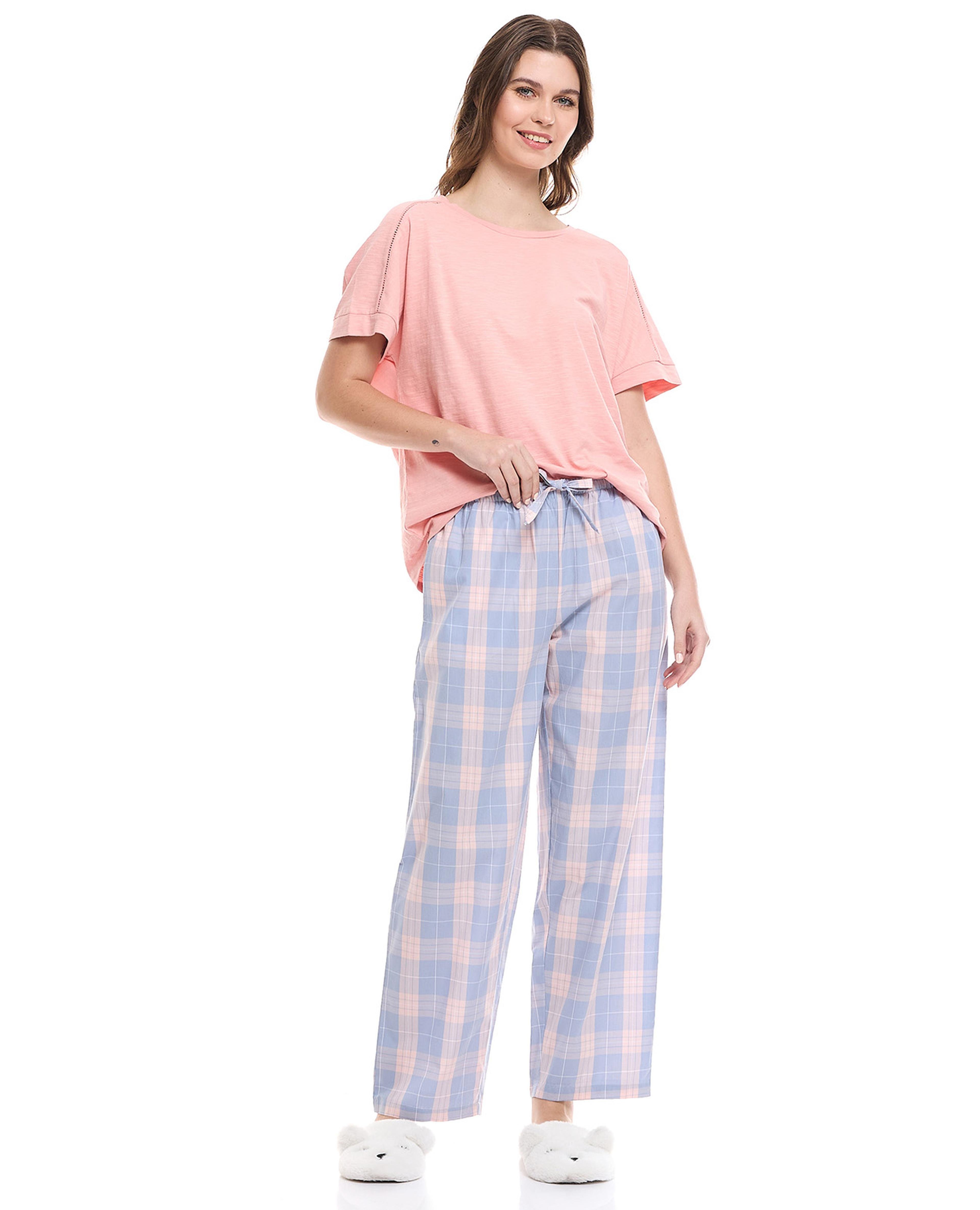 Plaid Pyjama Bottoms with Drawstring Waist