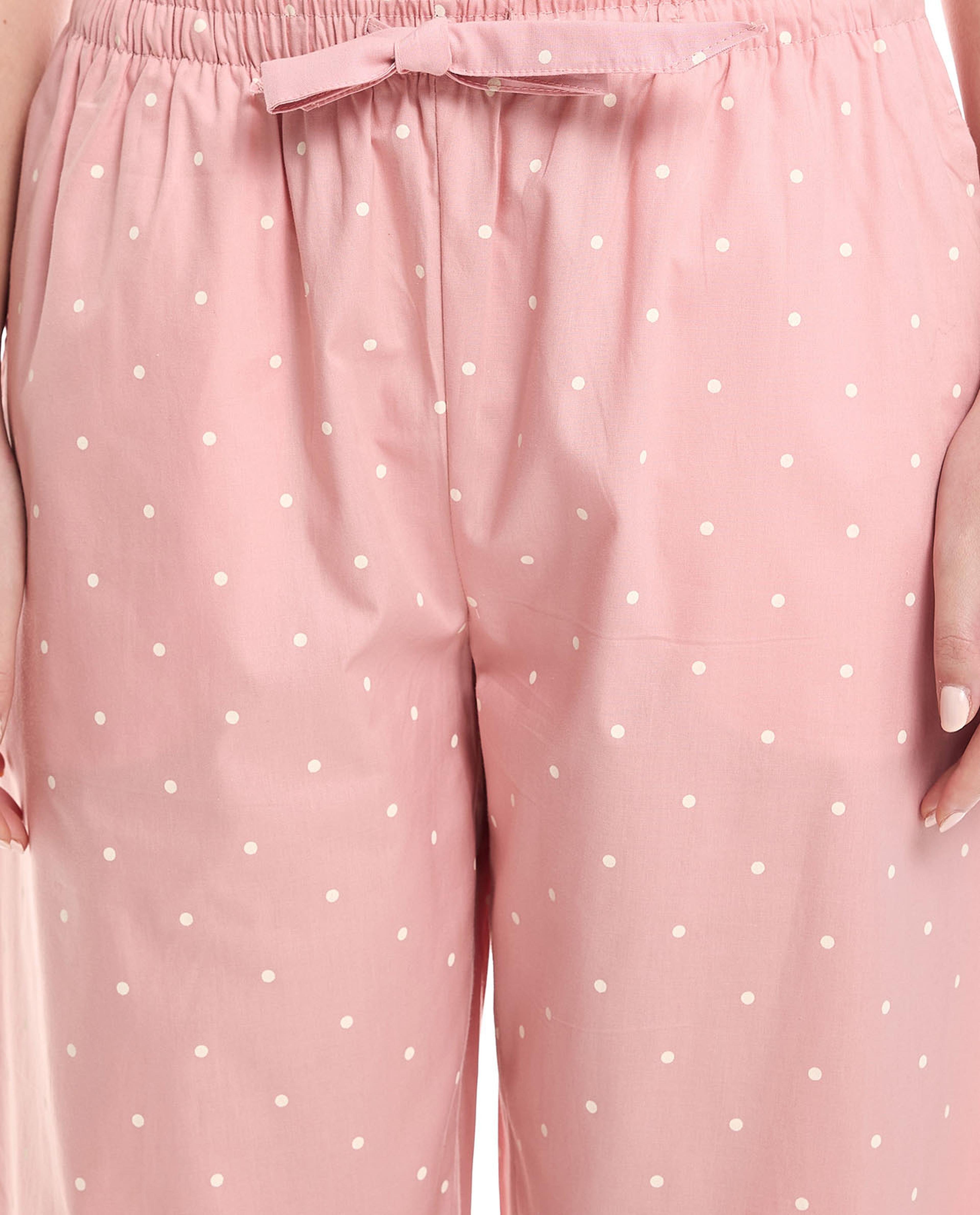 Polka Dots Pyjama Bottoms with Drawstring Waist