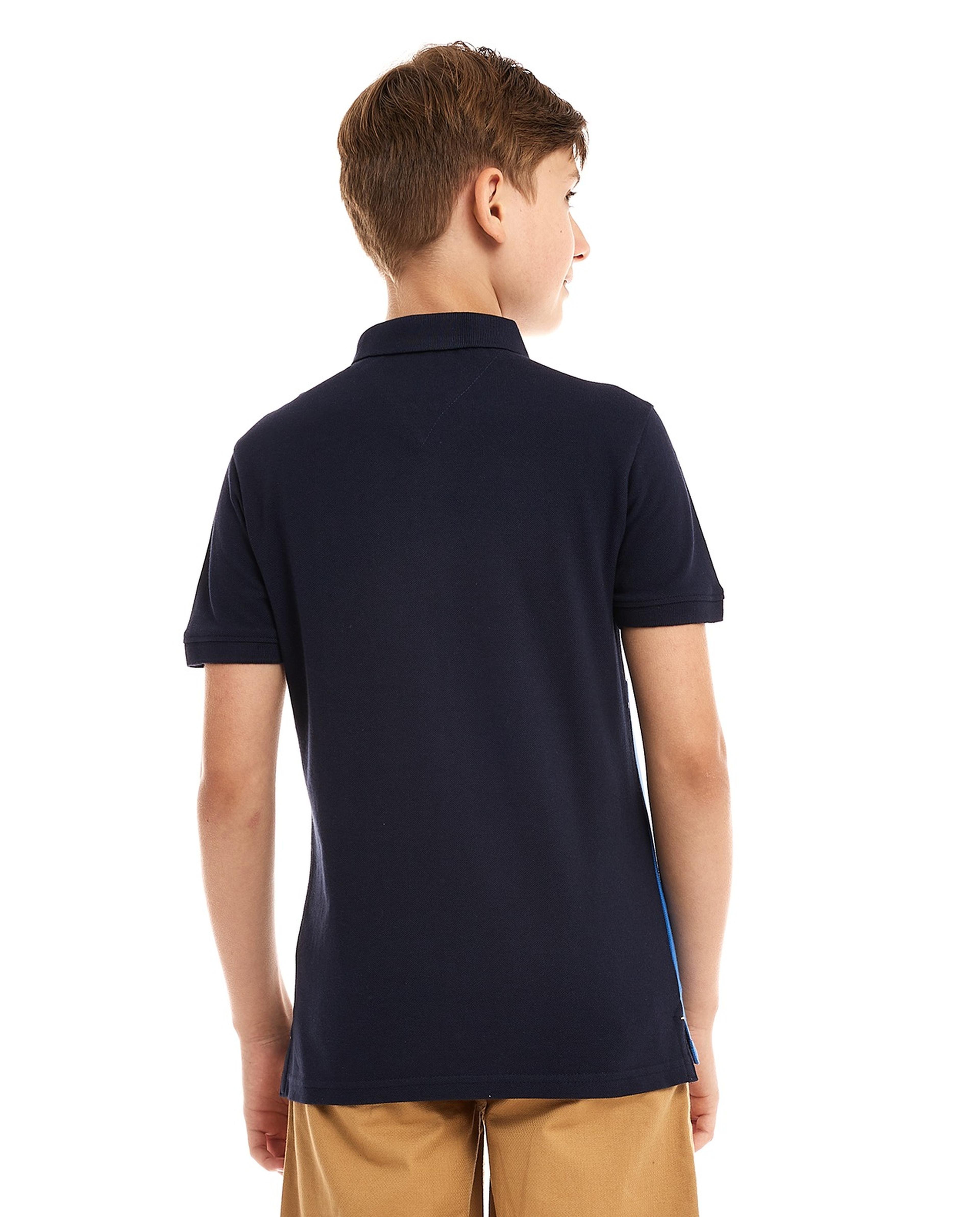 Color Block Polo T-Shirt with Short Sleeves