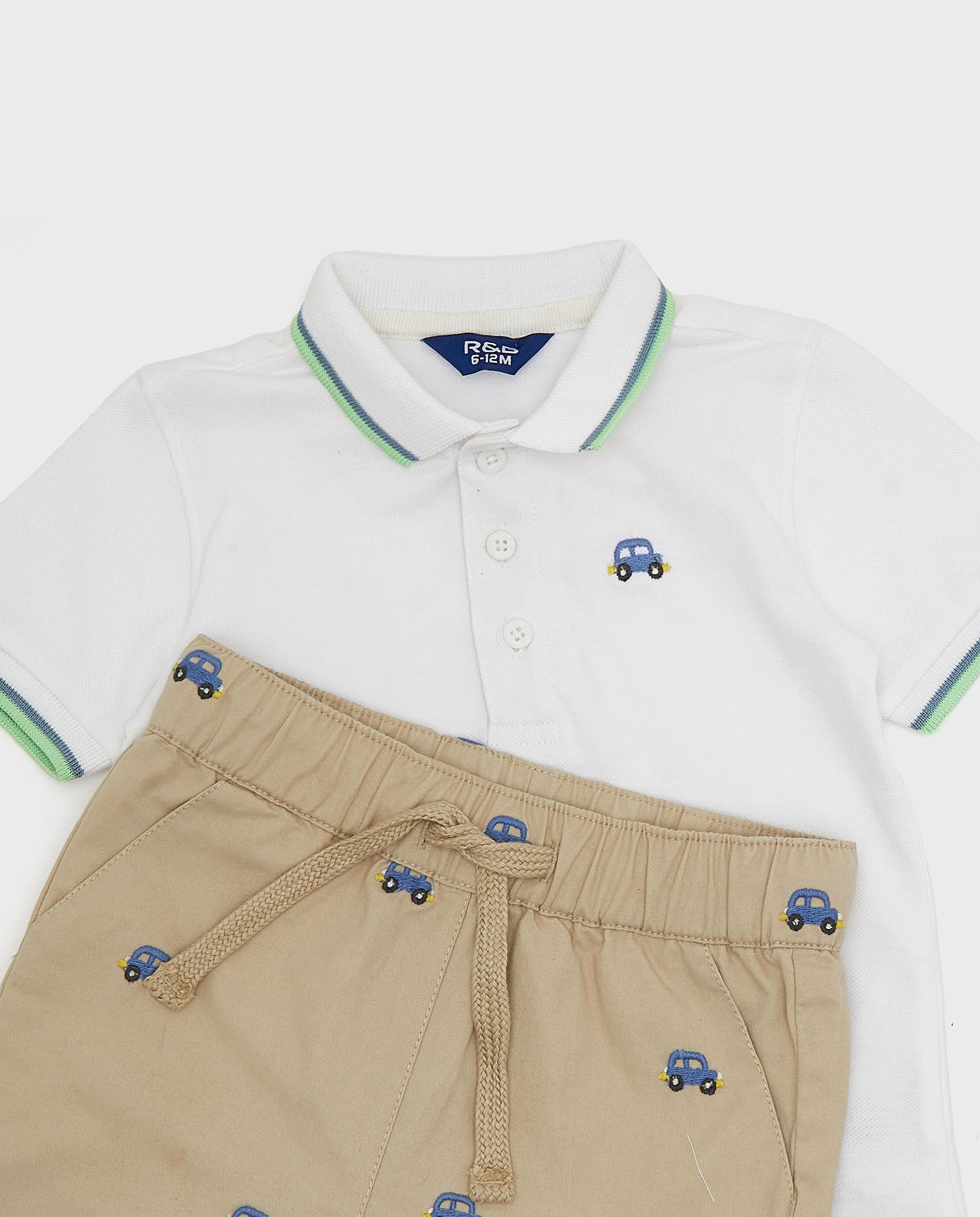 Embroidered Polo T-Shirt and Shorts Set